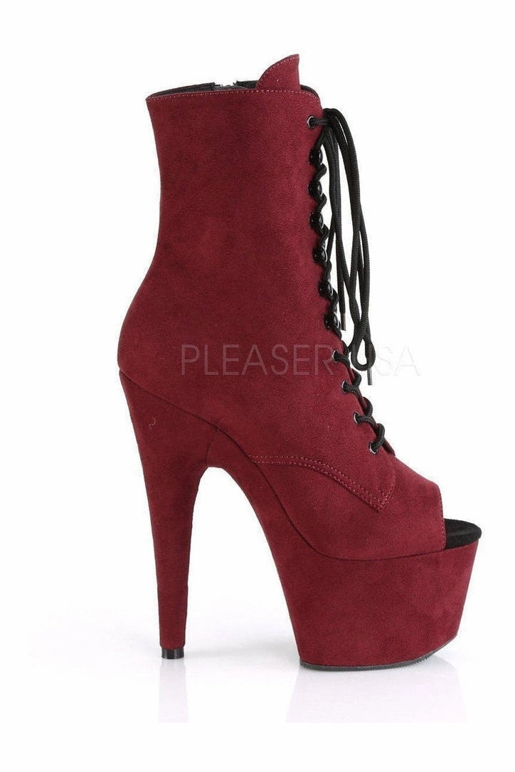 ADORE-1021FS Platform Ankle Boot | Burgundy Faux Leather