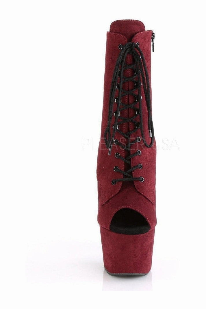ADORE-1021FS Platform Ankle Boot | Burgundy Faux Leather