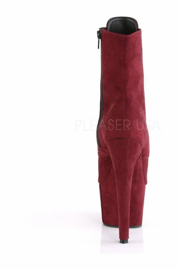 ADORE-1021FS Platform Ankle Boot | Burgundy Faux Leather
