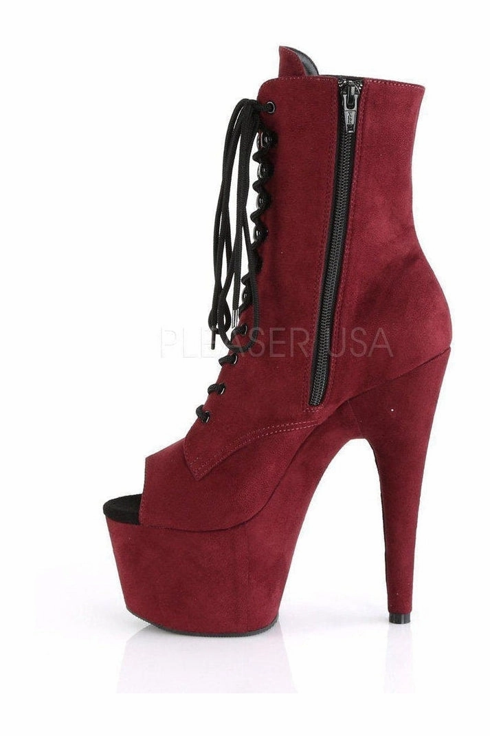 ADORE-1021FS Platform Ankle Boot | Burgundy Faux Leather