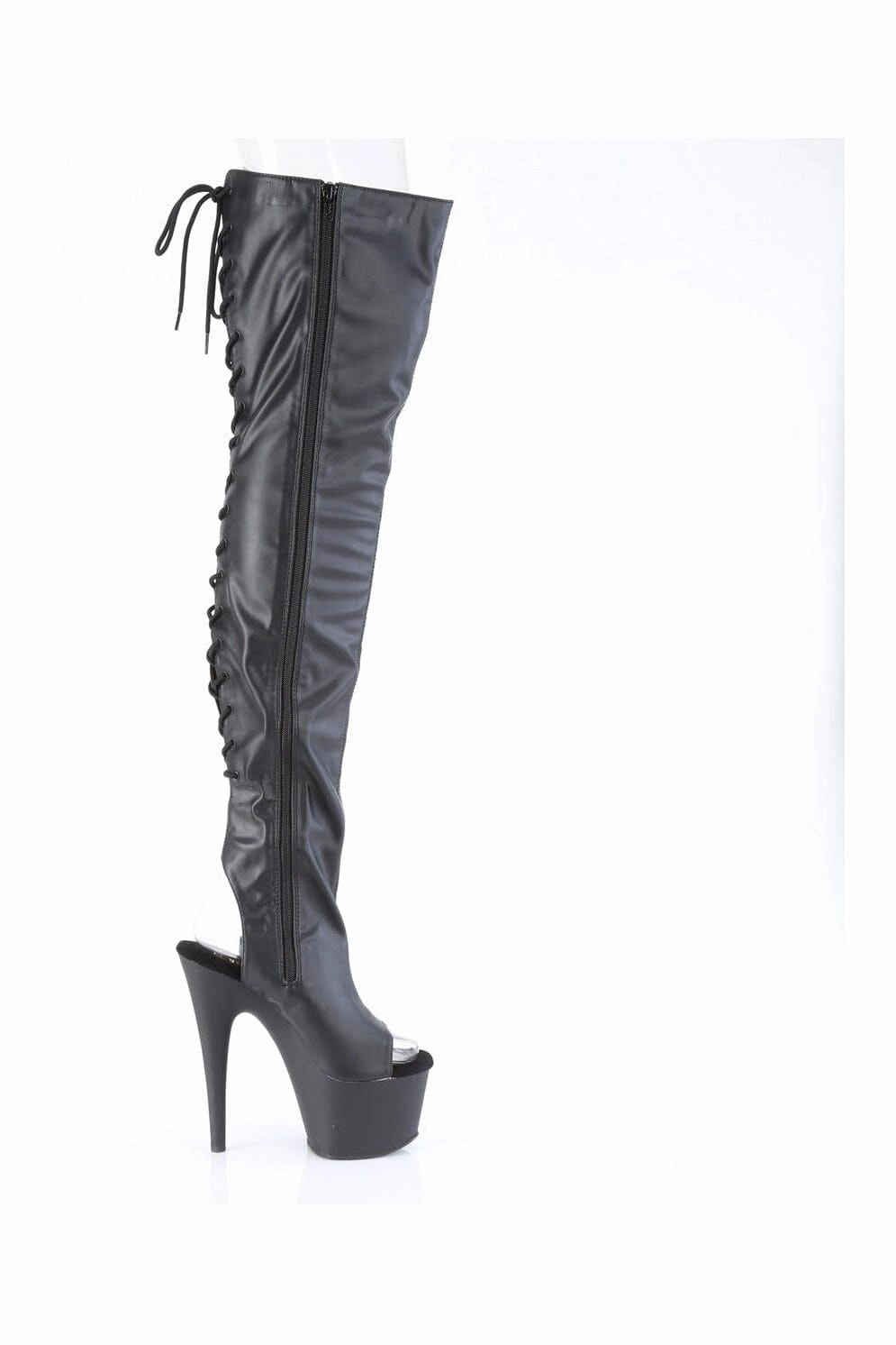 ADORE-3017 Black Faux Leather Thigh Boot