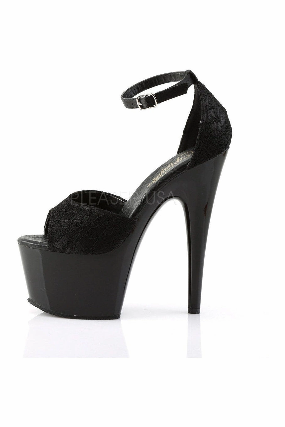 ADORE-768 Platform Sandal  | Black Genuine Satin
