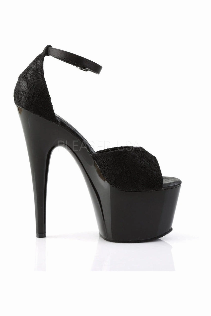 ADORE-768 Platform Sandal  | Black Genuine Satin