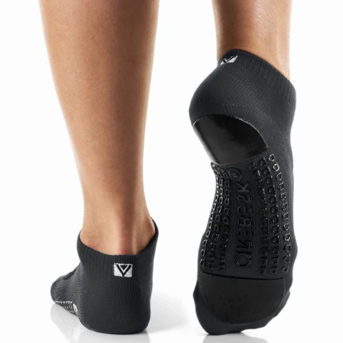 Arebesk Fishnet Grip Socks - Charcoal Black (Barre / Pilates)