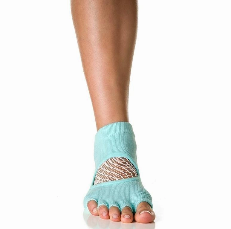 Arebesk Fishnet Open Toe Grip Socks - Teal (Barre / Pilates)