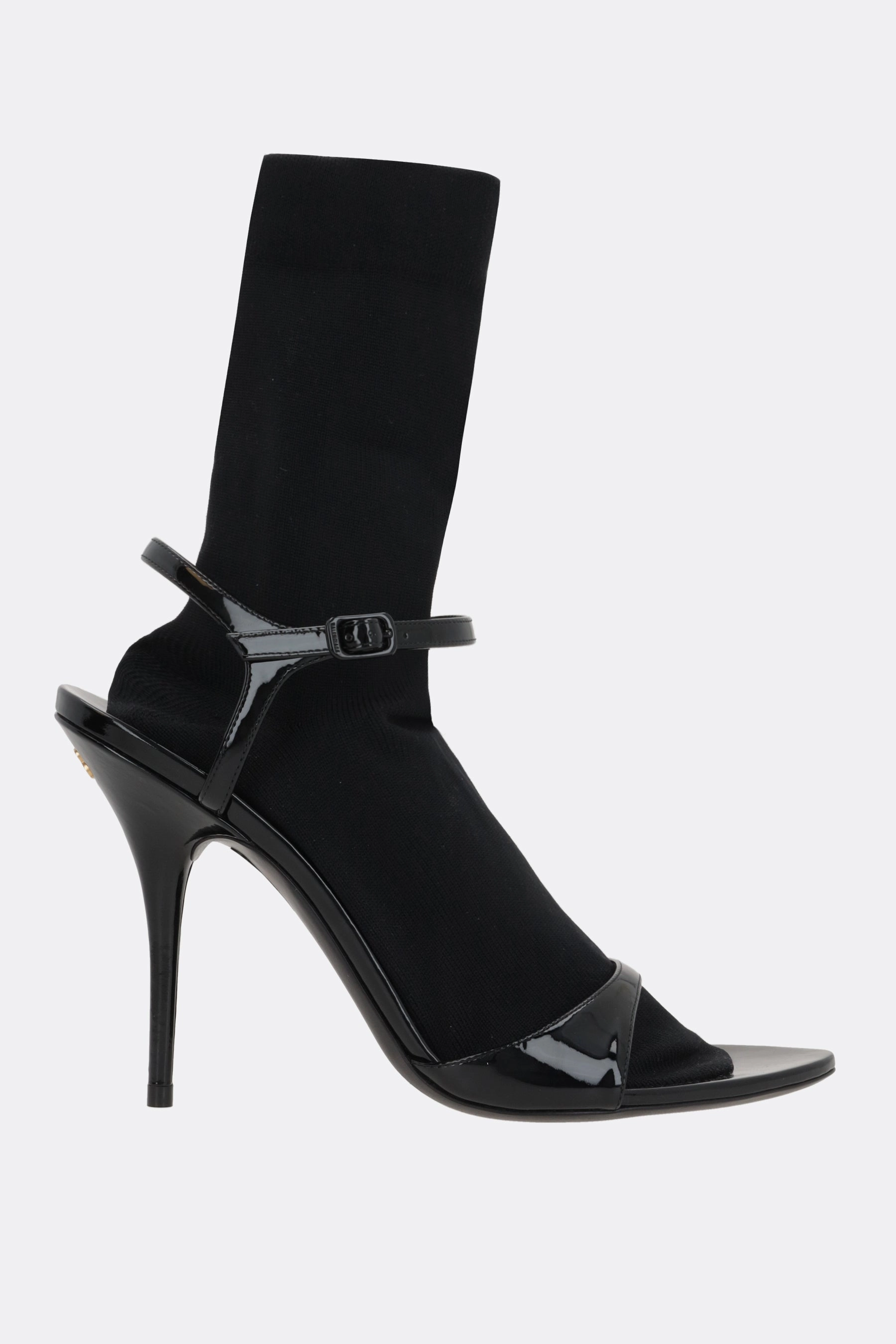 Avenue Sock sandals in patent leather and knit