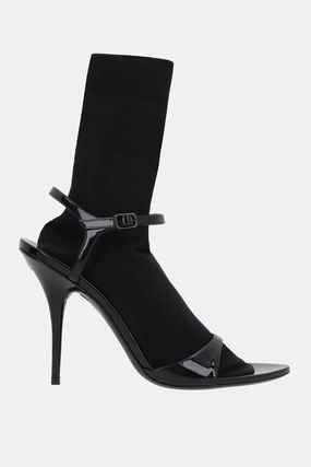 Avenue Sock sandals in patent leather and knit