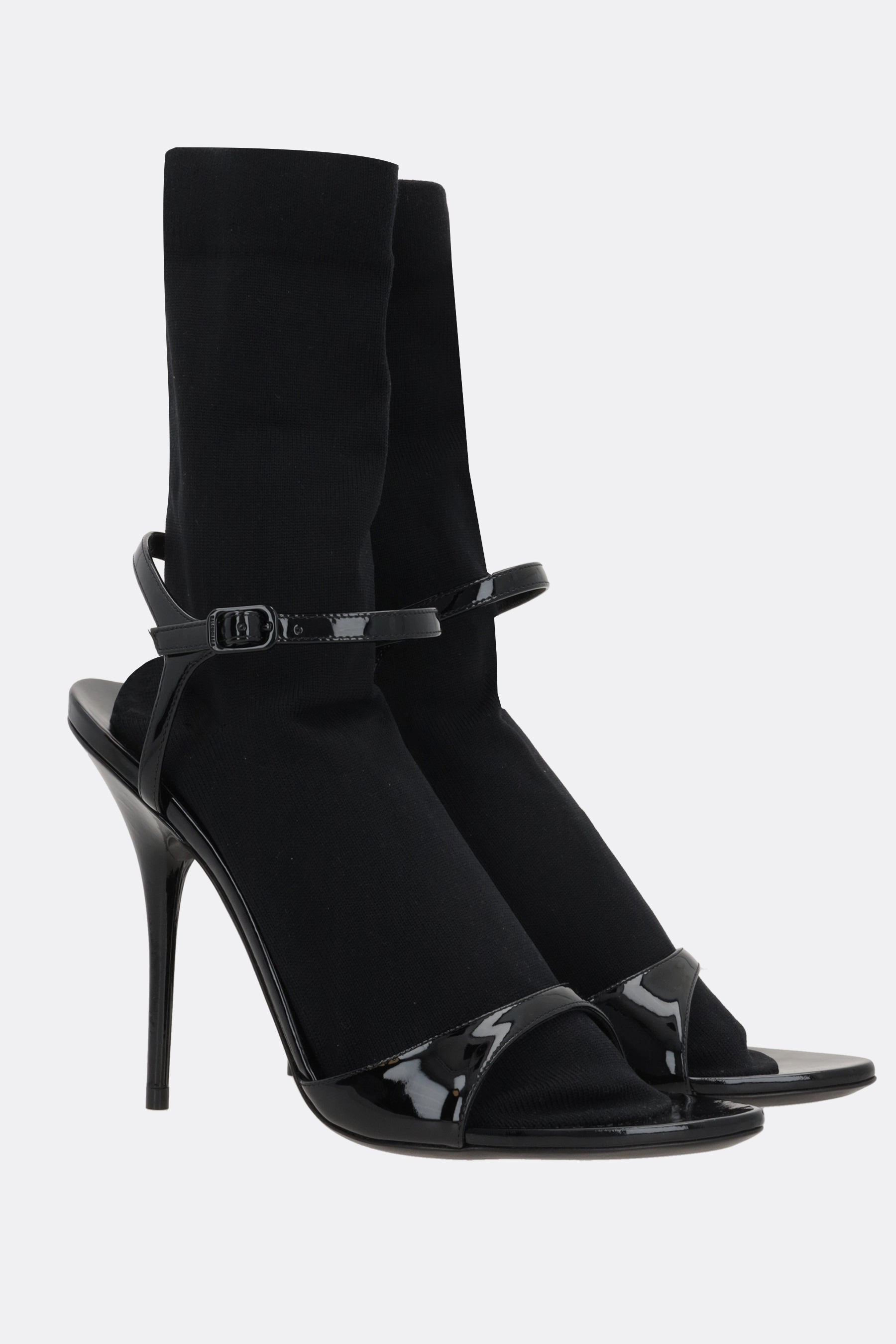 Avenue Sock sandals in patent leather and knit