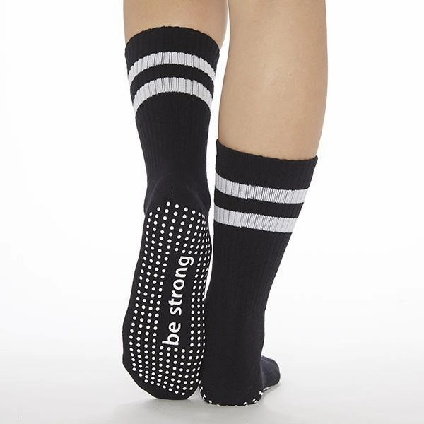 Be Strong Crew Grip Socks - Black (Barre / Pilates)