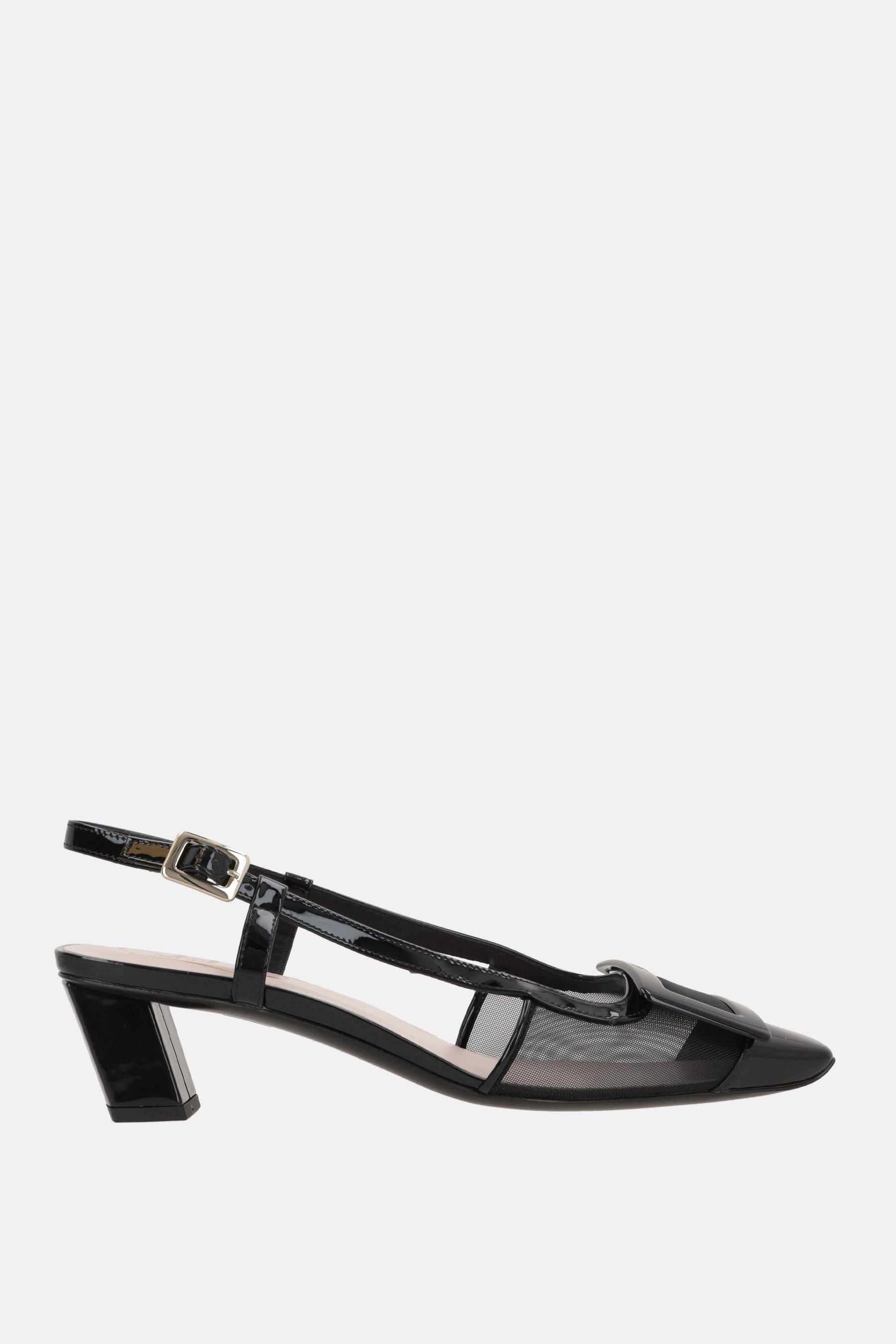 Belle Vivier slingbacks in mesh and patent leather