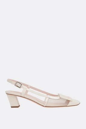 Belle Vivier slingbacks in mesh and patent leather