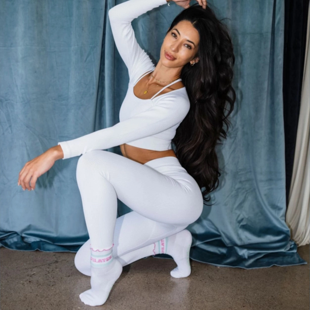 Blush Ruffle Grip Sock  (Barre / Pilates)