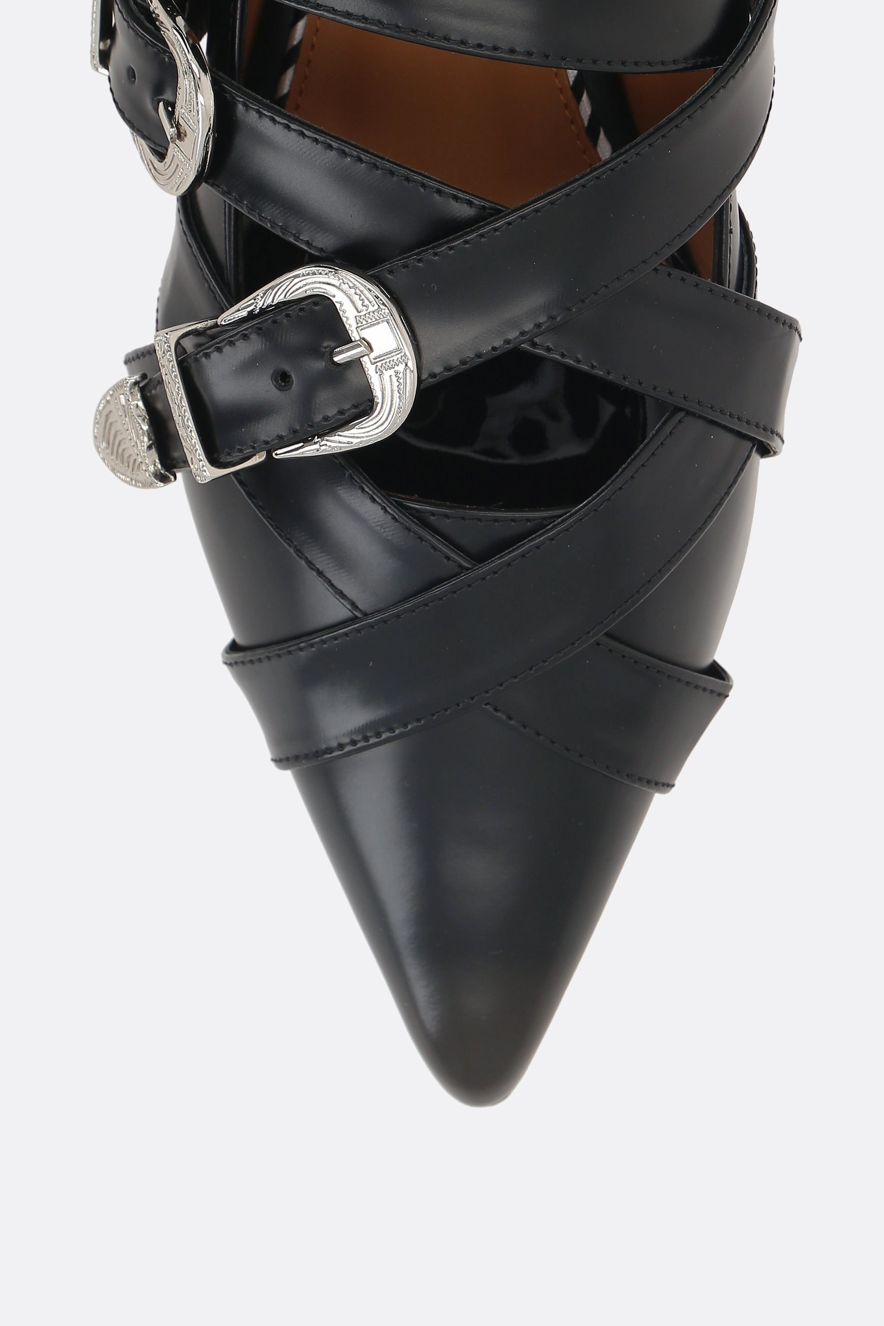brushed leather ballerinas with buckles