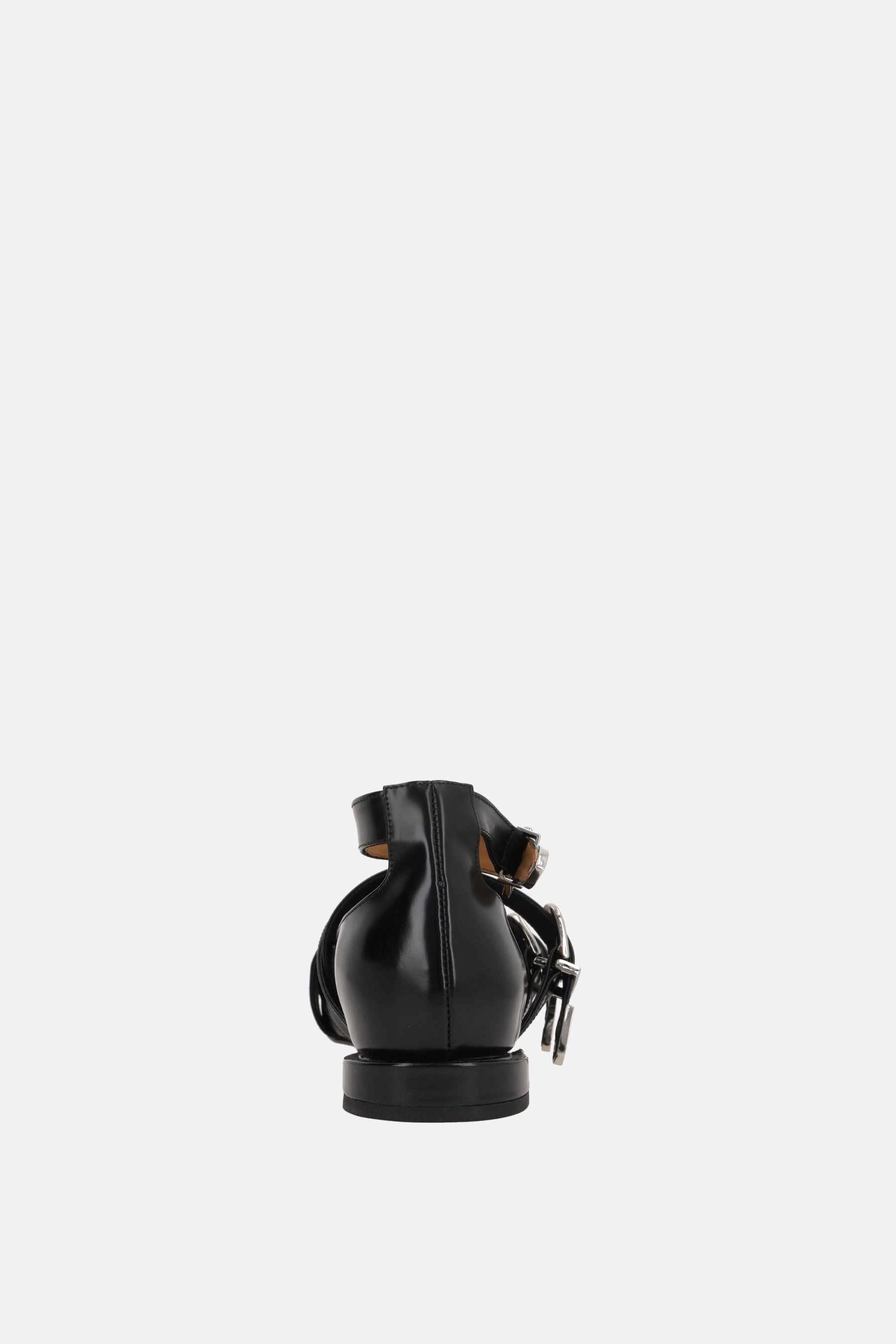 brushed leather ballerinas with buckles