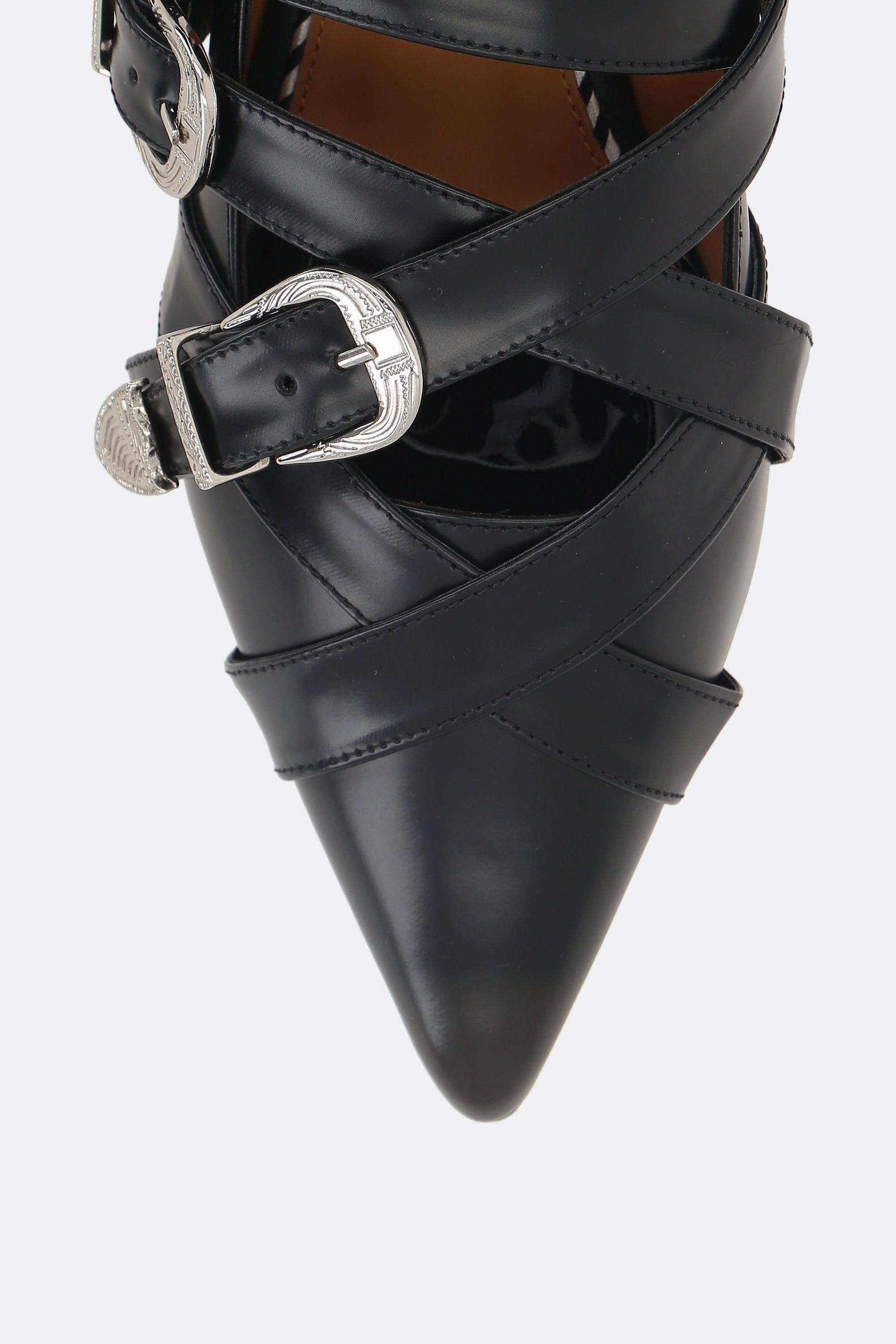brushed leather ballerinas with buckles