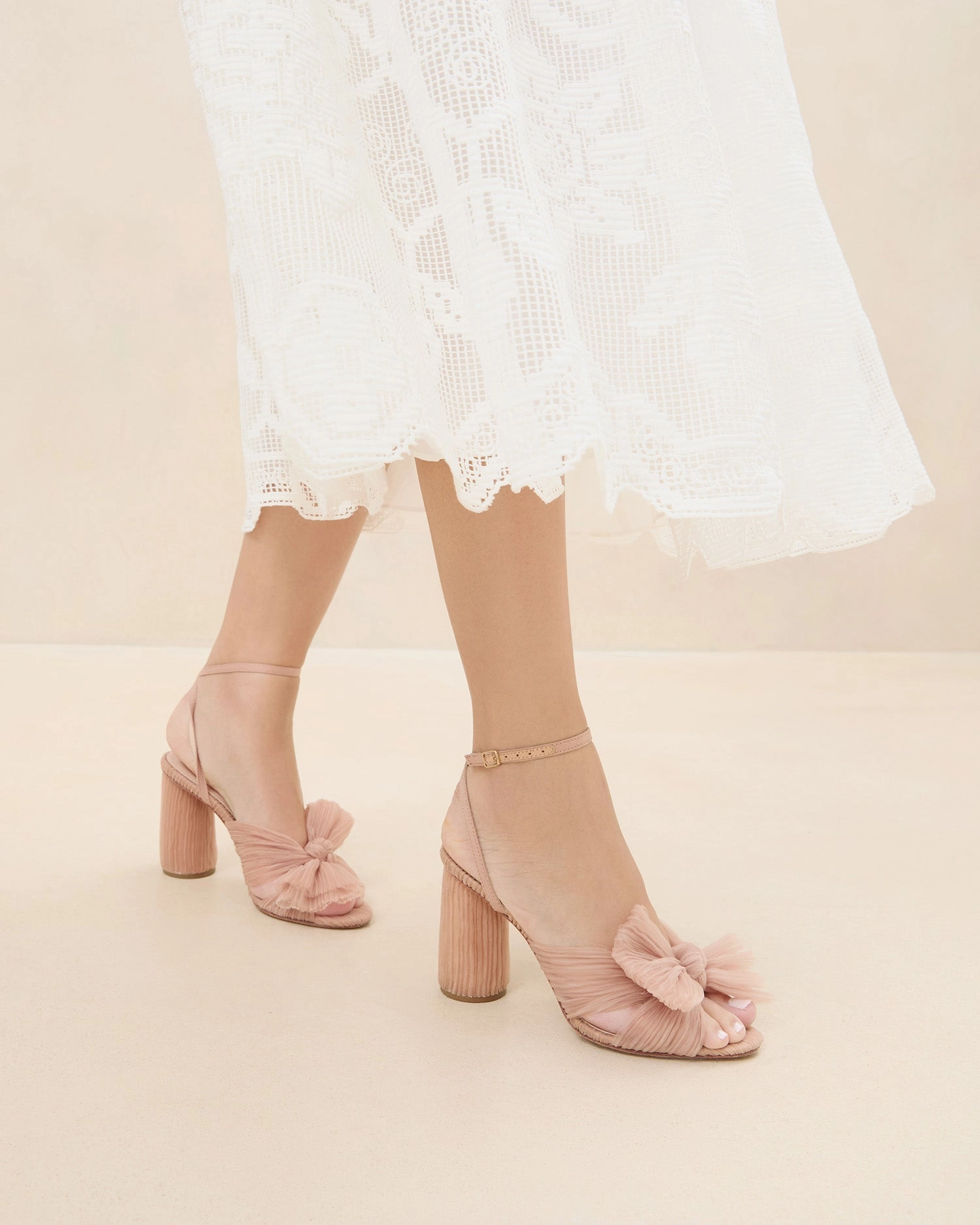 Camellia Beauty Pleated Bow Heel