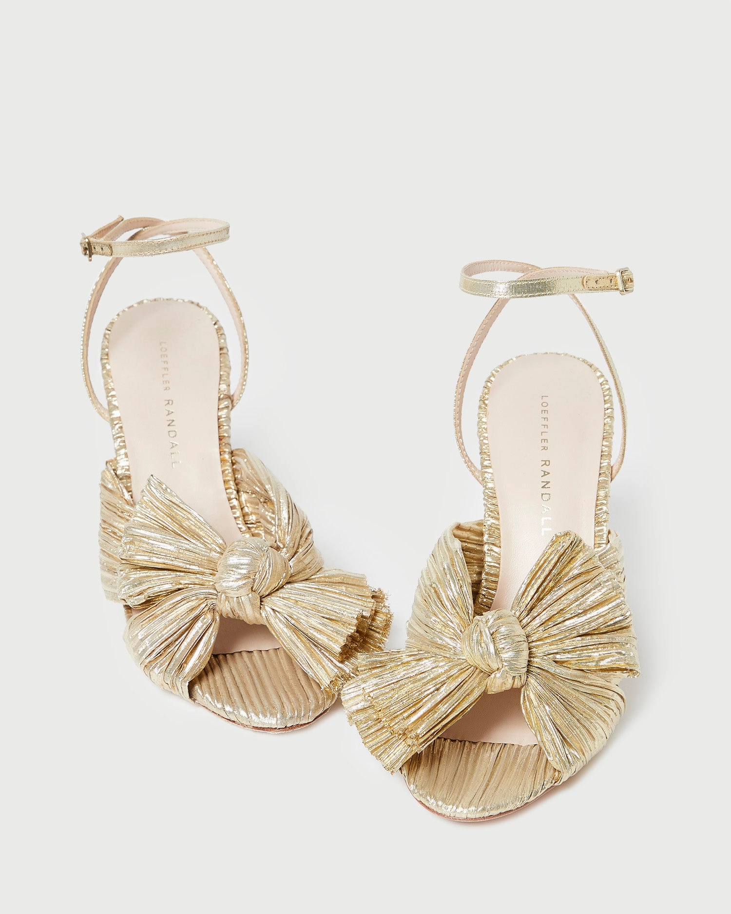 Camellia Gold Pleated Bow Heel