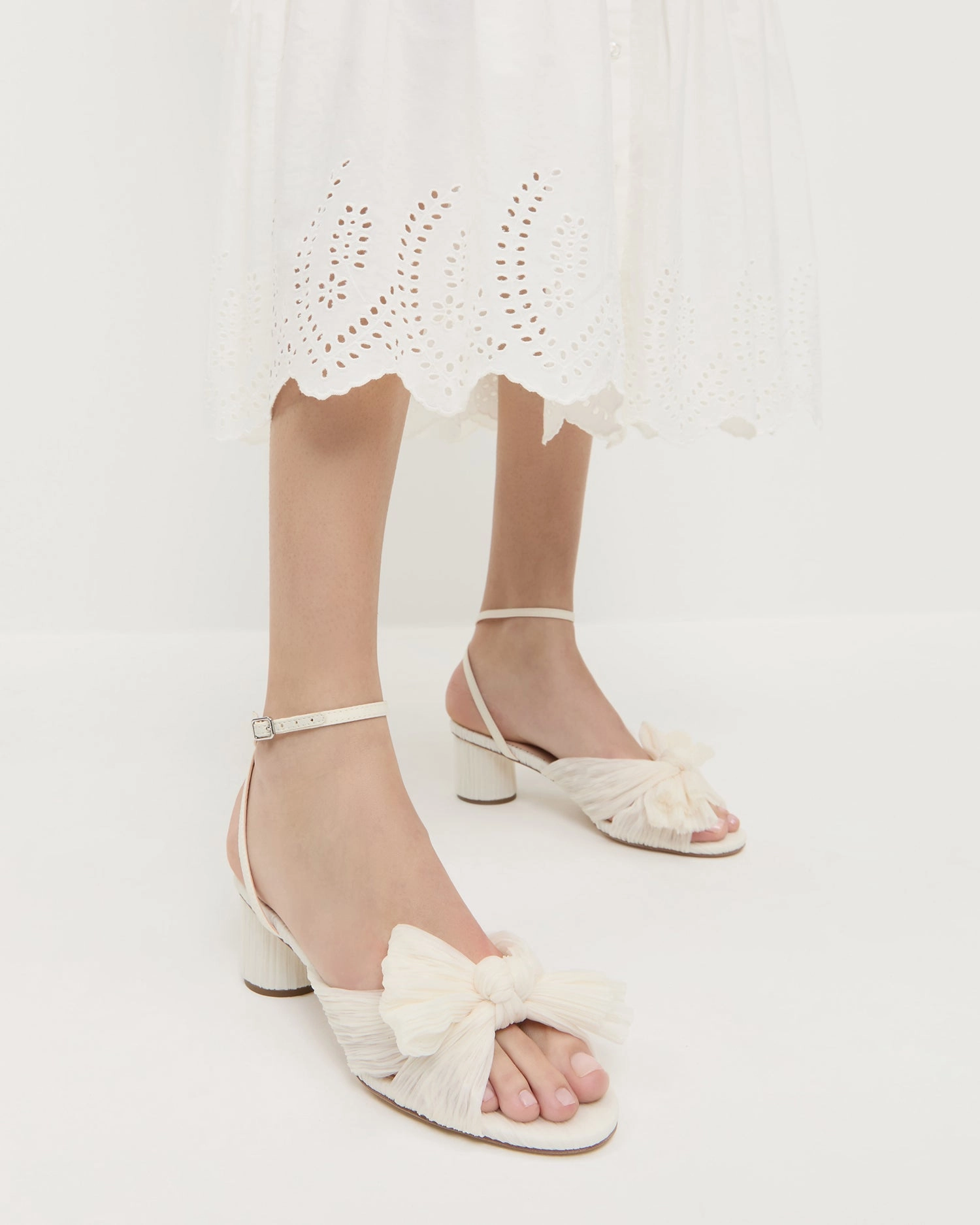 Dahlia Pearl Pleated Bow Heel