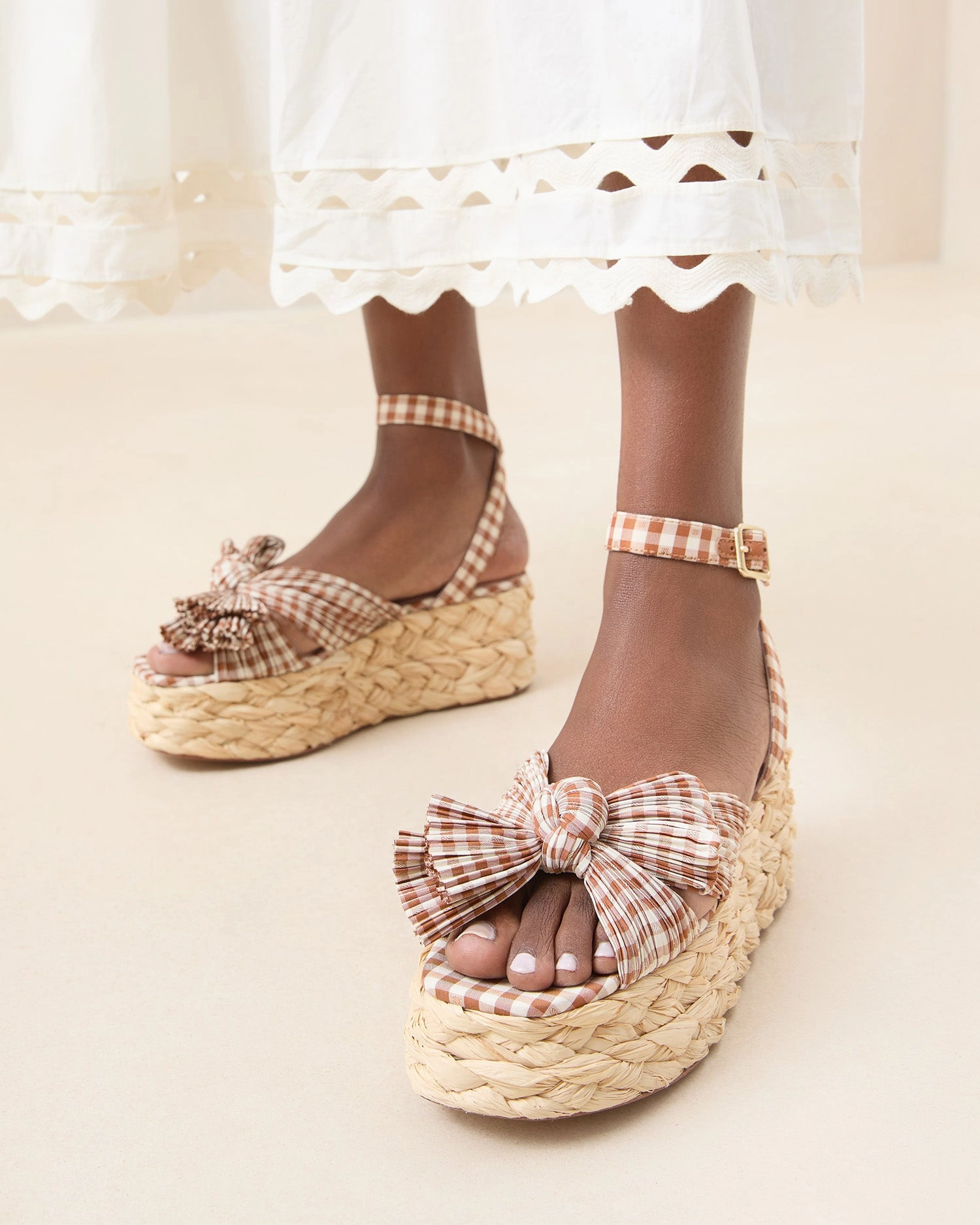 Gaby Brown Gingham Bow Espadrille