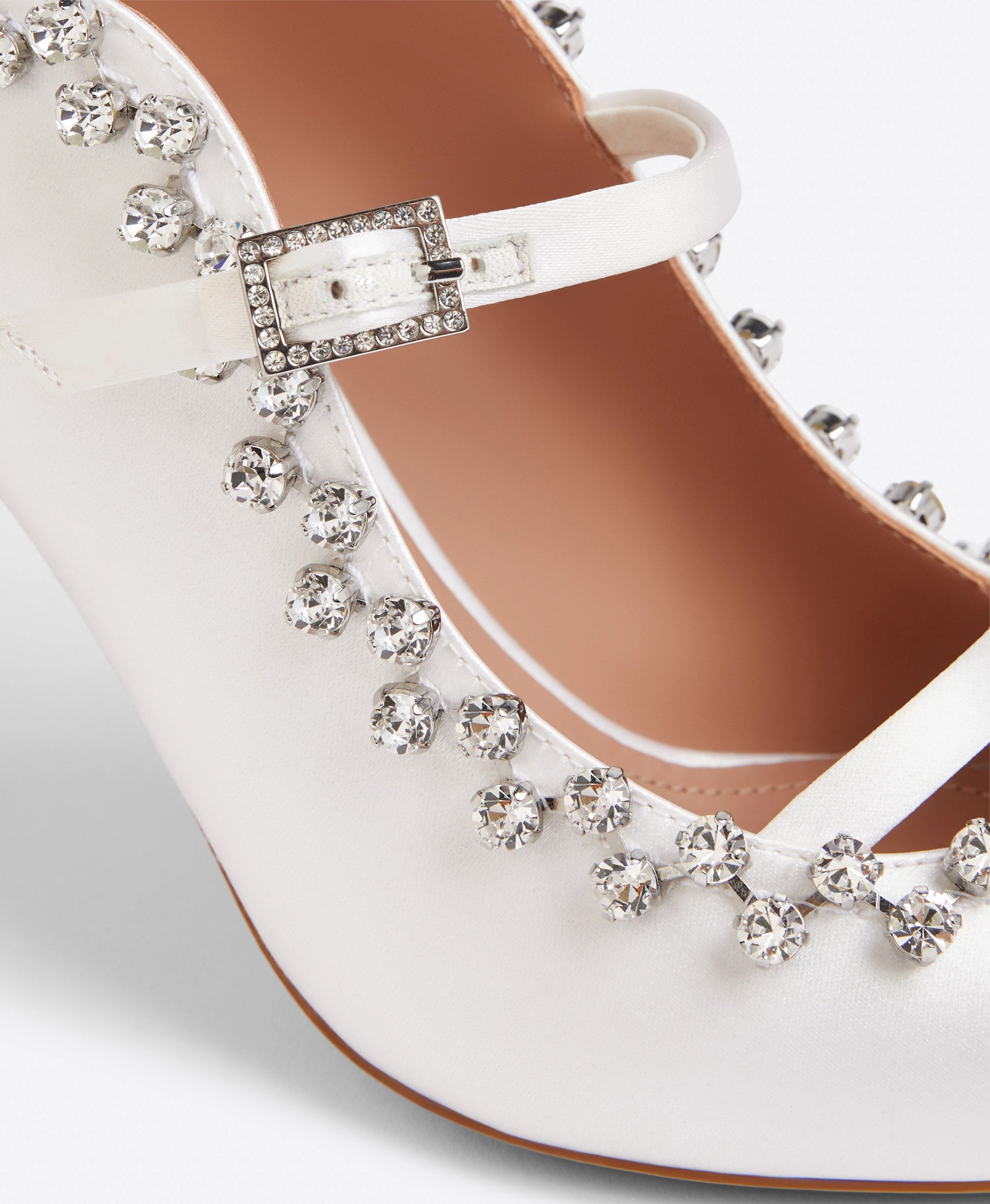 Gala 85 White Satin Mules