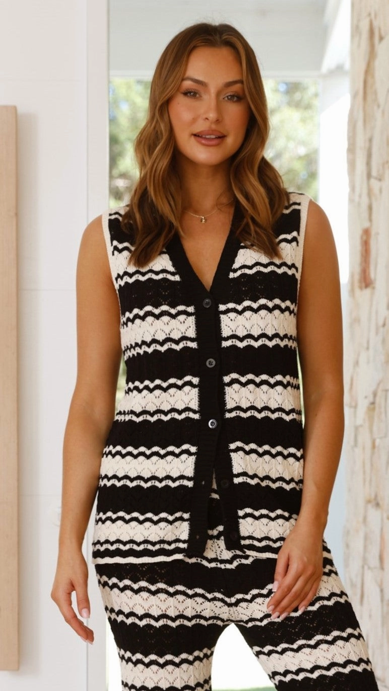 Kahula Pants - Black / White Stripe