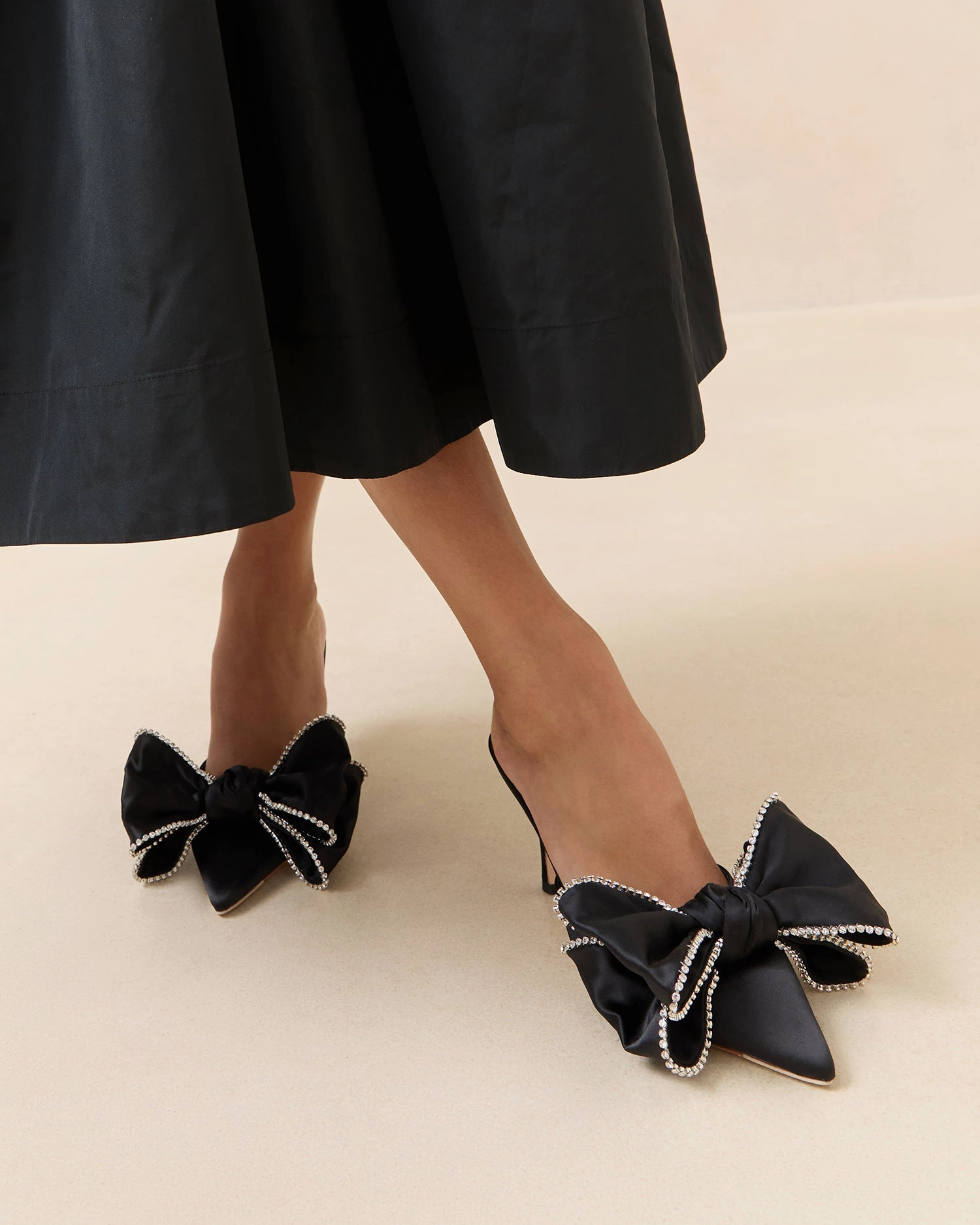 Margot Black/Crystal Bow Mule