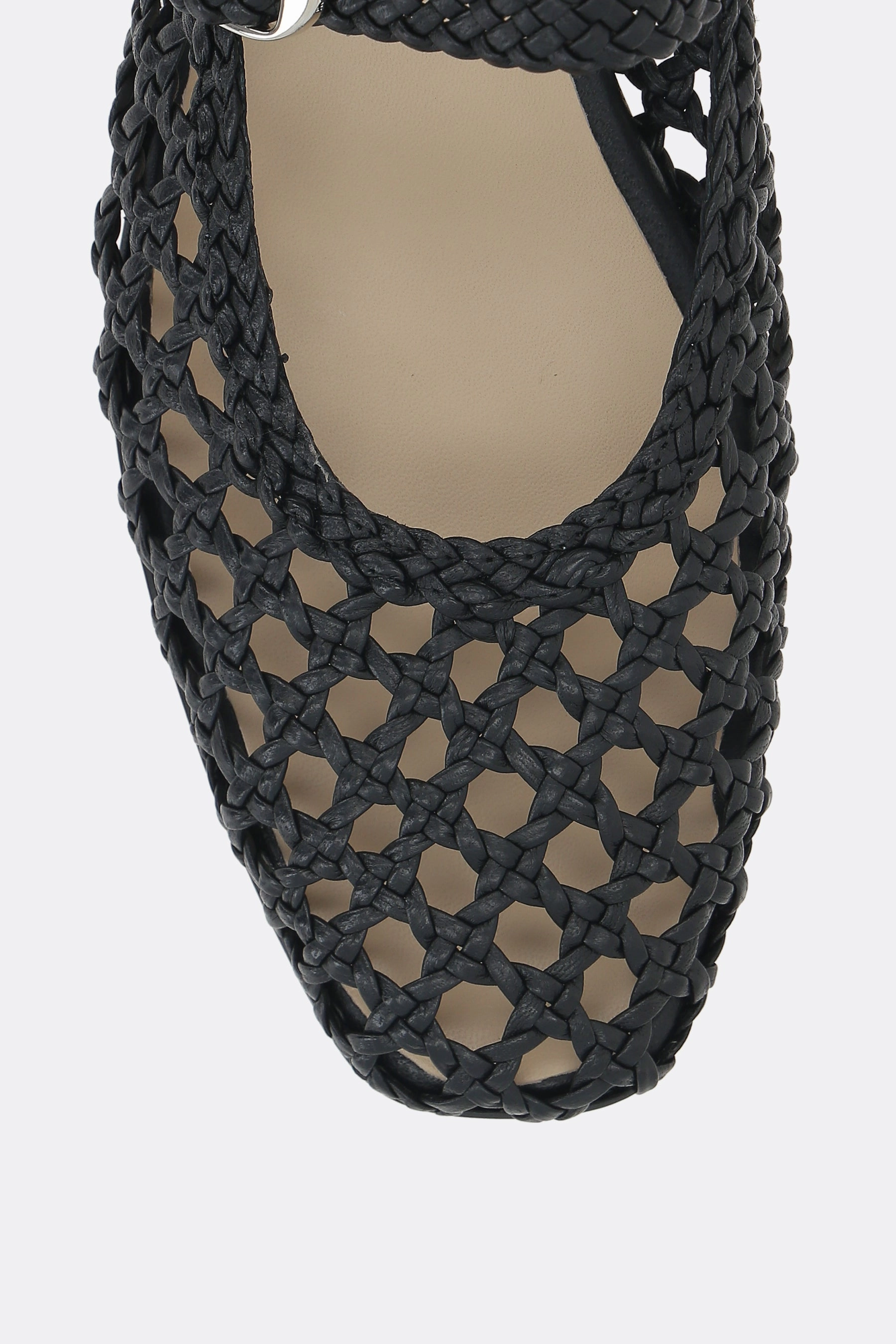 mary-jane ballerinas in woven leather