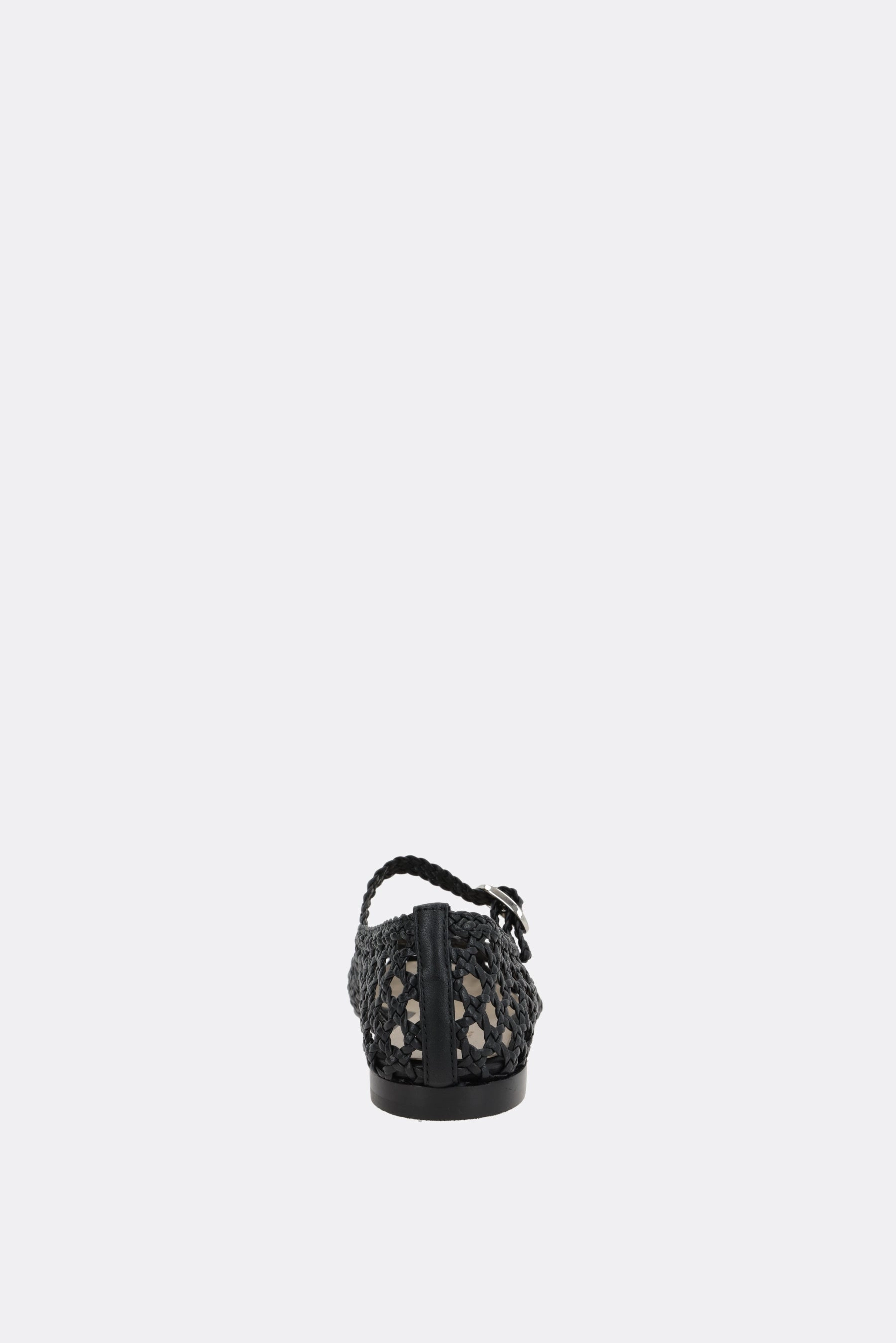 mary-jane ballerinas in woven leather