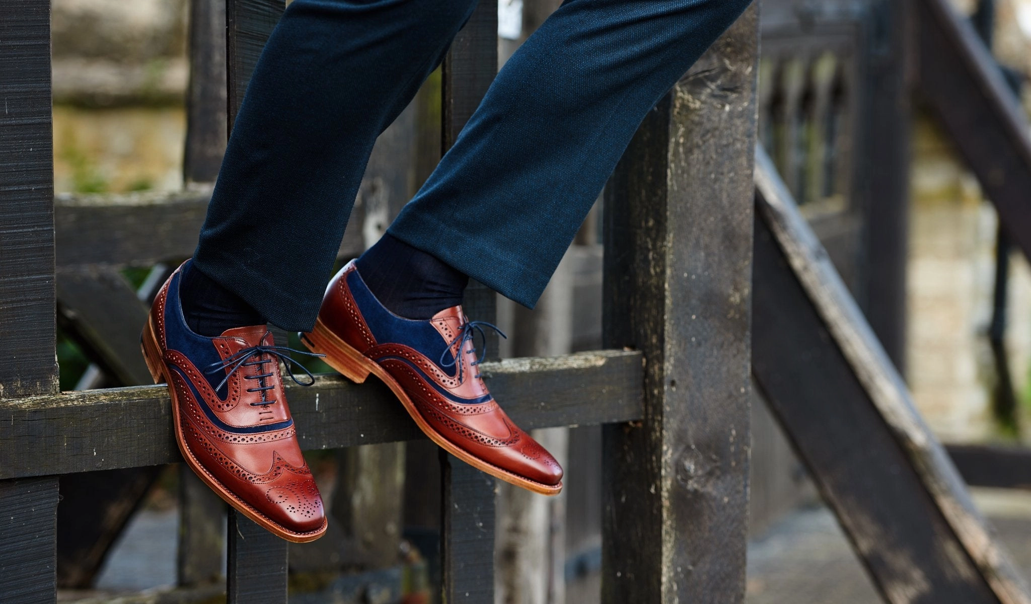 Mcclean - Navy Hand Painted / Choc Suede