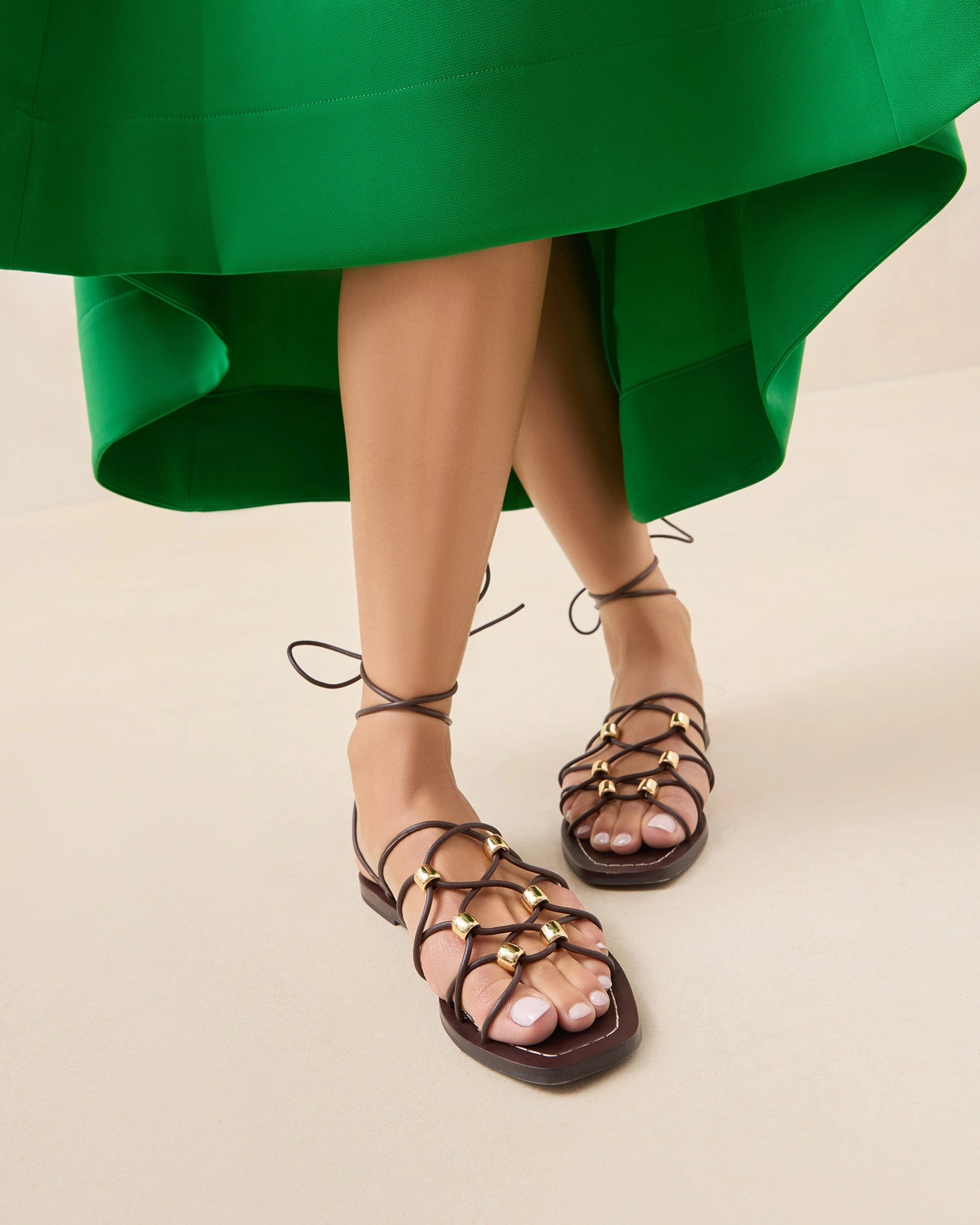 Mella Espresso Leather Wrap Sandal