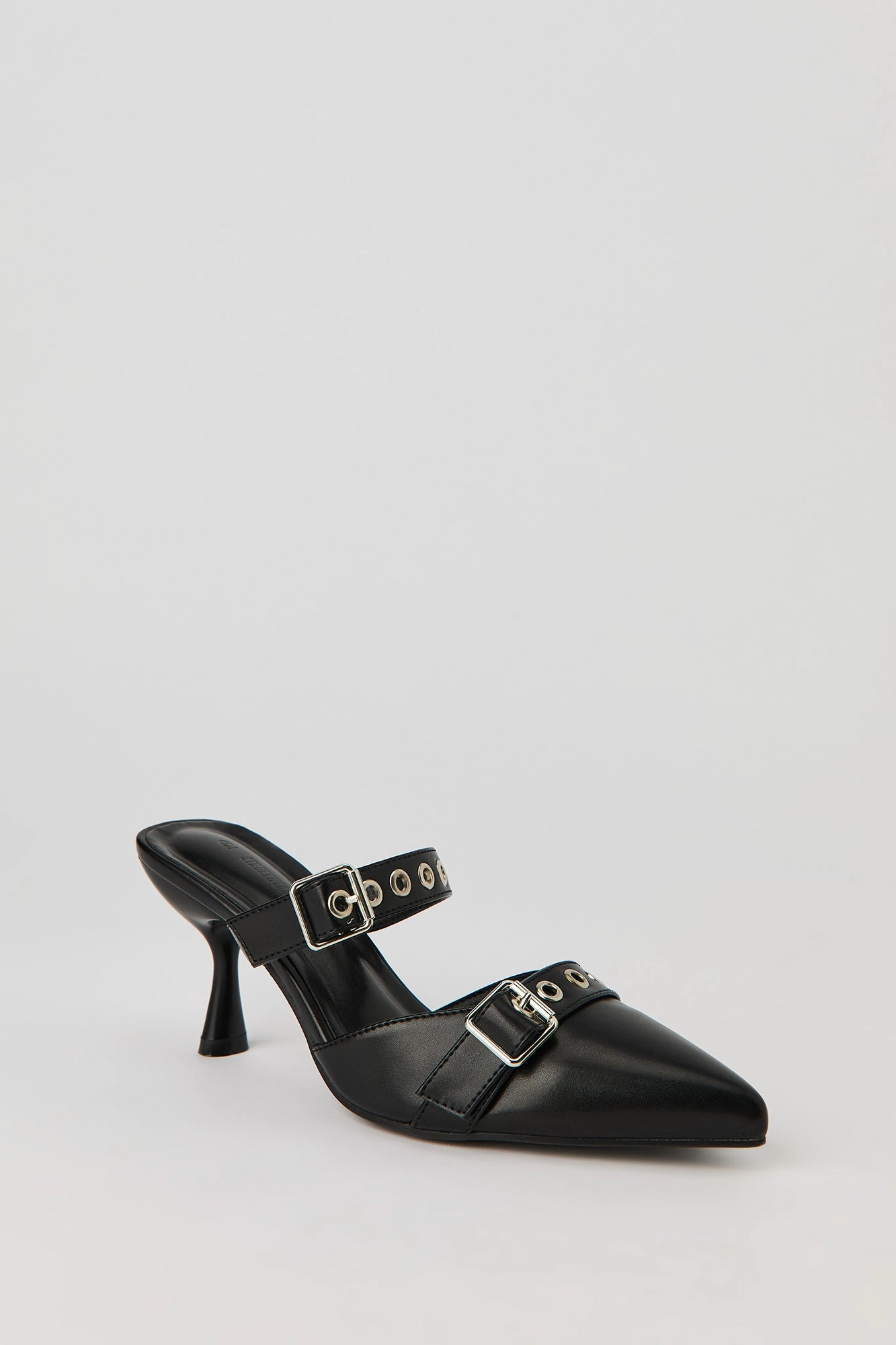 Pointed Toe Buckled Mules