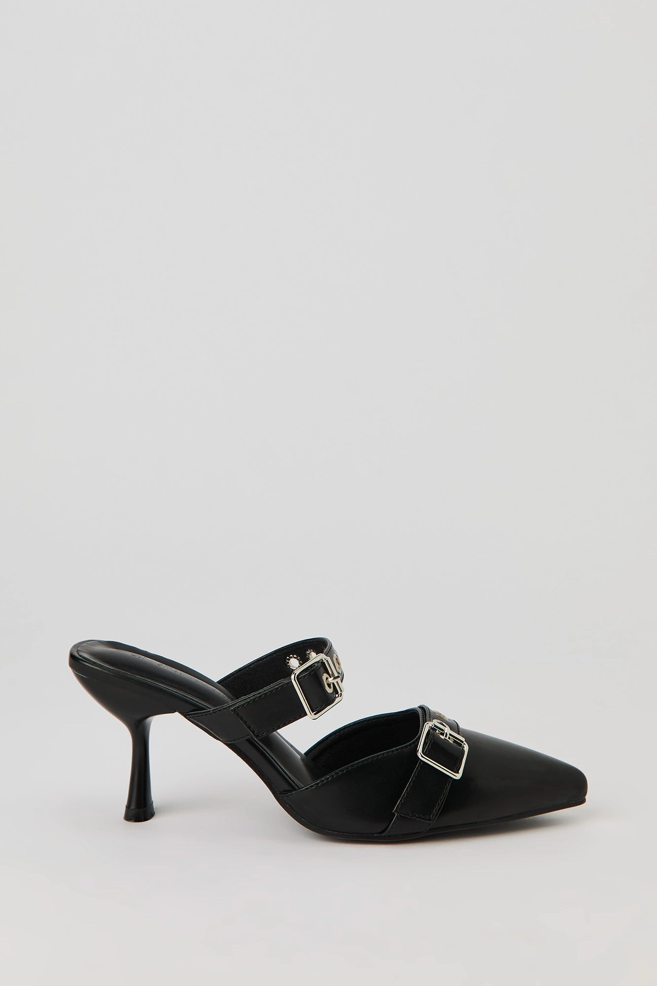 Pointed Toe Buckled Mules