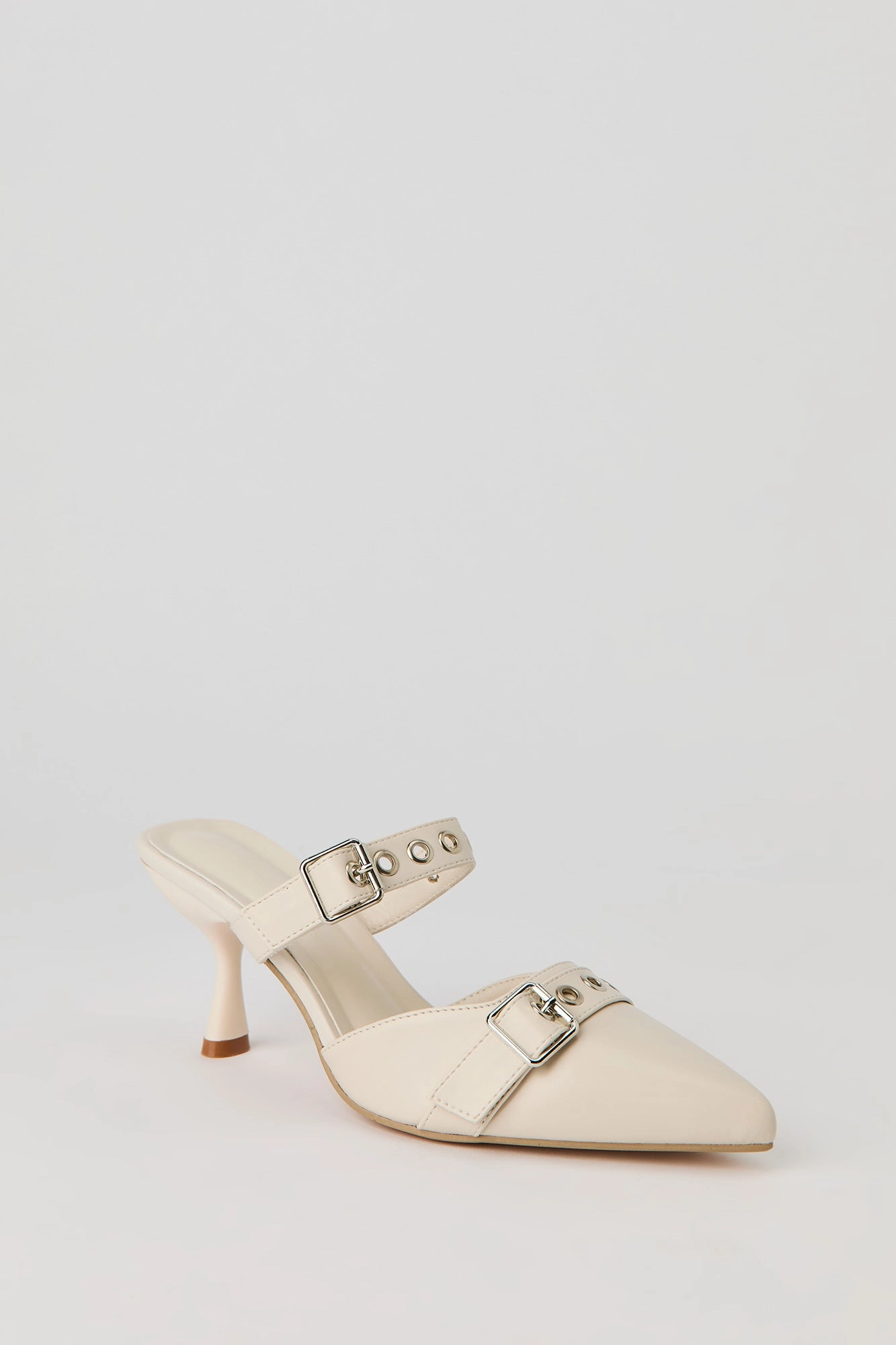 Pointed Toe Buckled Mules