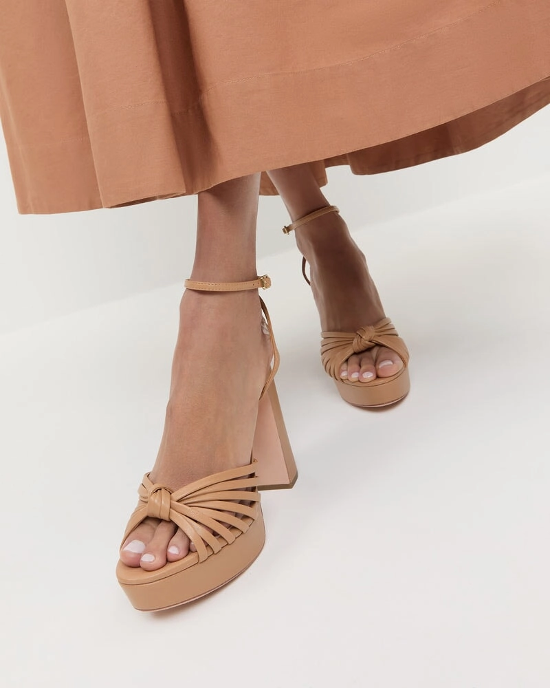 Rivka Leather Knot Platform Sandal Dune