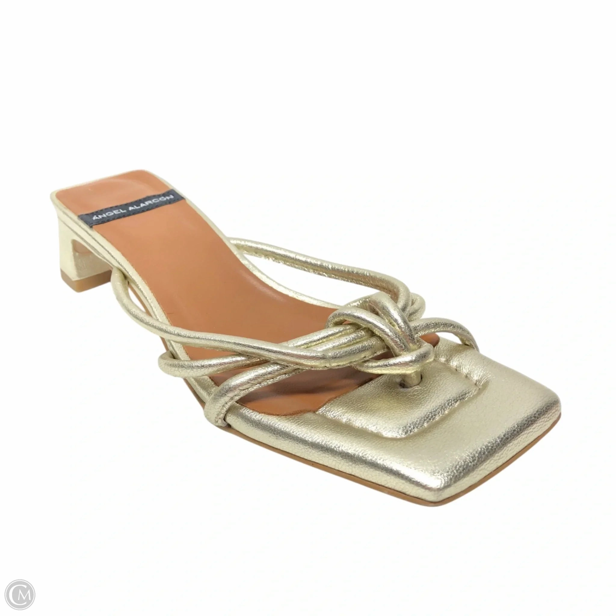 Sandals Heels Block By Anthropologie In Gold, Size: 5.5