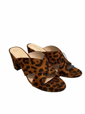 Sandals Heels Block By Clothes Mentor In Animal Print, Size: 7.5