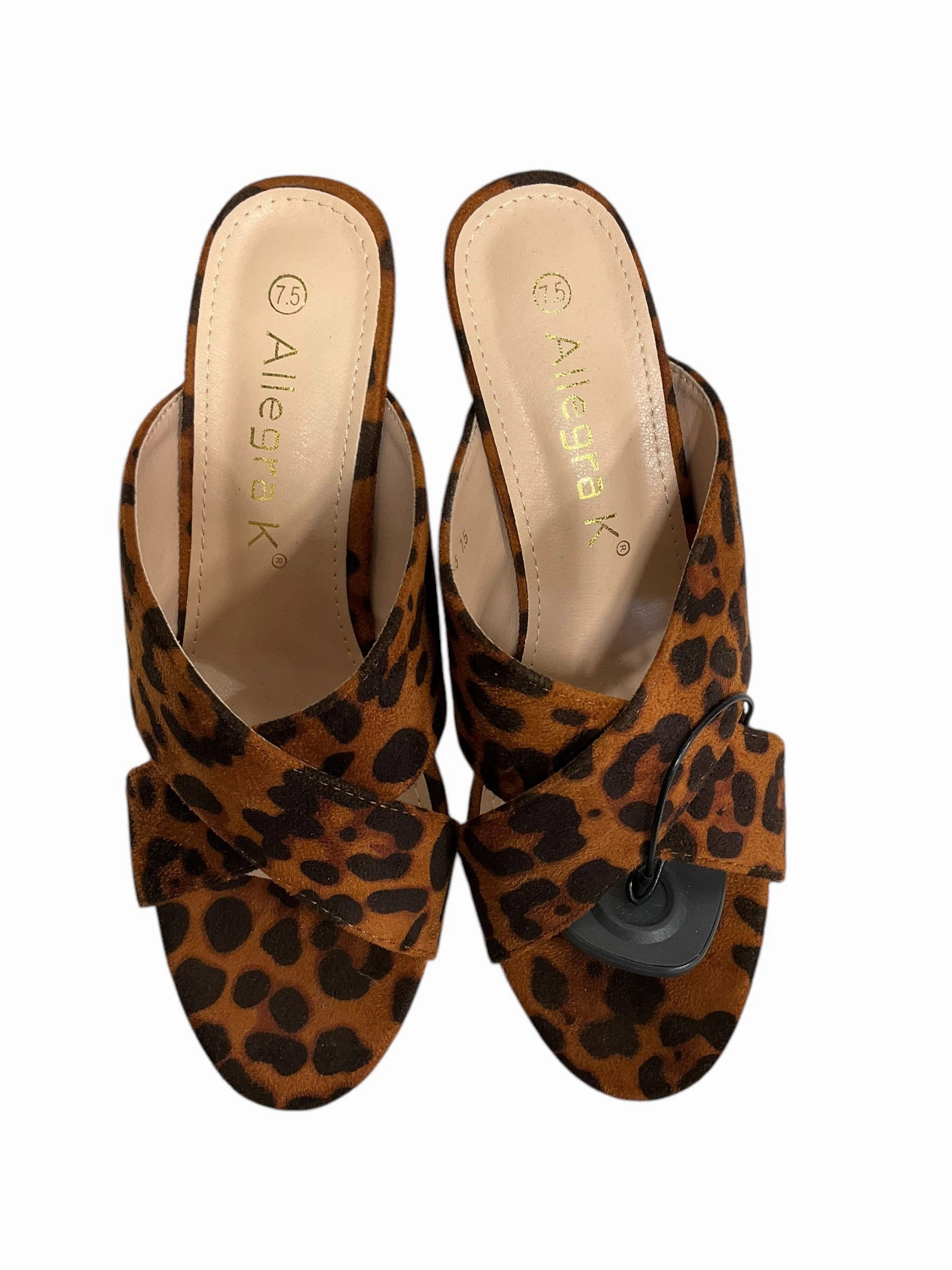Sandals Heels Block By Clothes Mentor In Animal Print, Size: 7.5