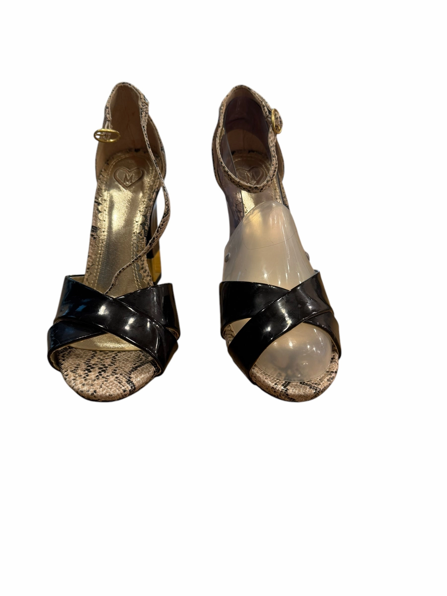 Sandals Heels Block By Clothes Mentor In Black, Size: 7