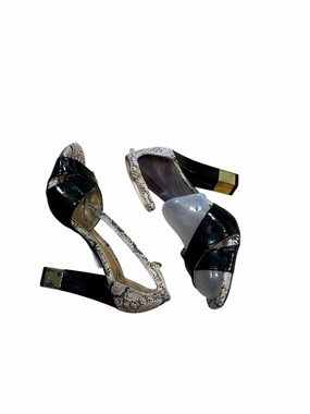 Sandals Heels Block By Clothes Mentor In Black, Size: 7