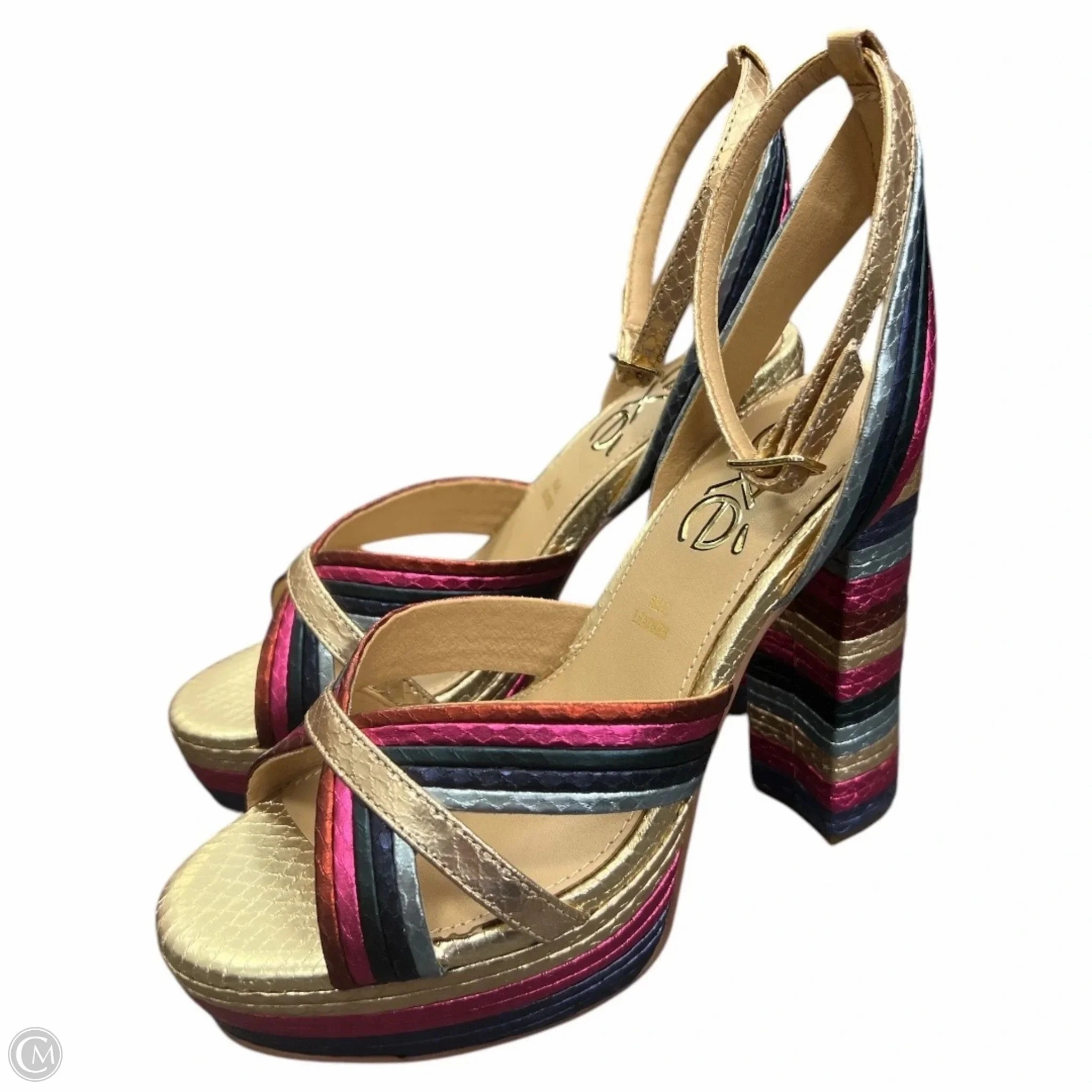 Sandals Heels Block By Clothes Mentor In Multi-colored, Size: 6