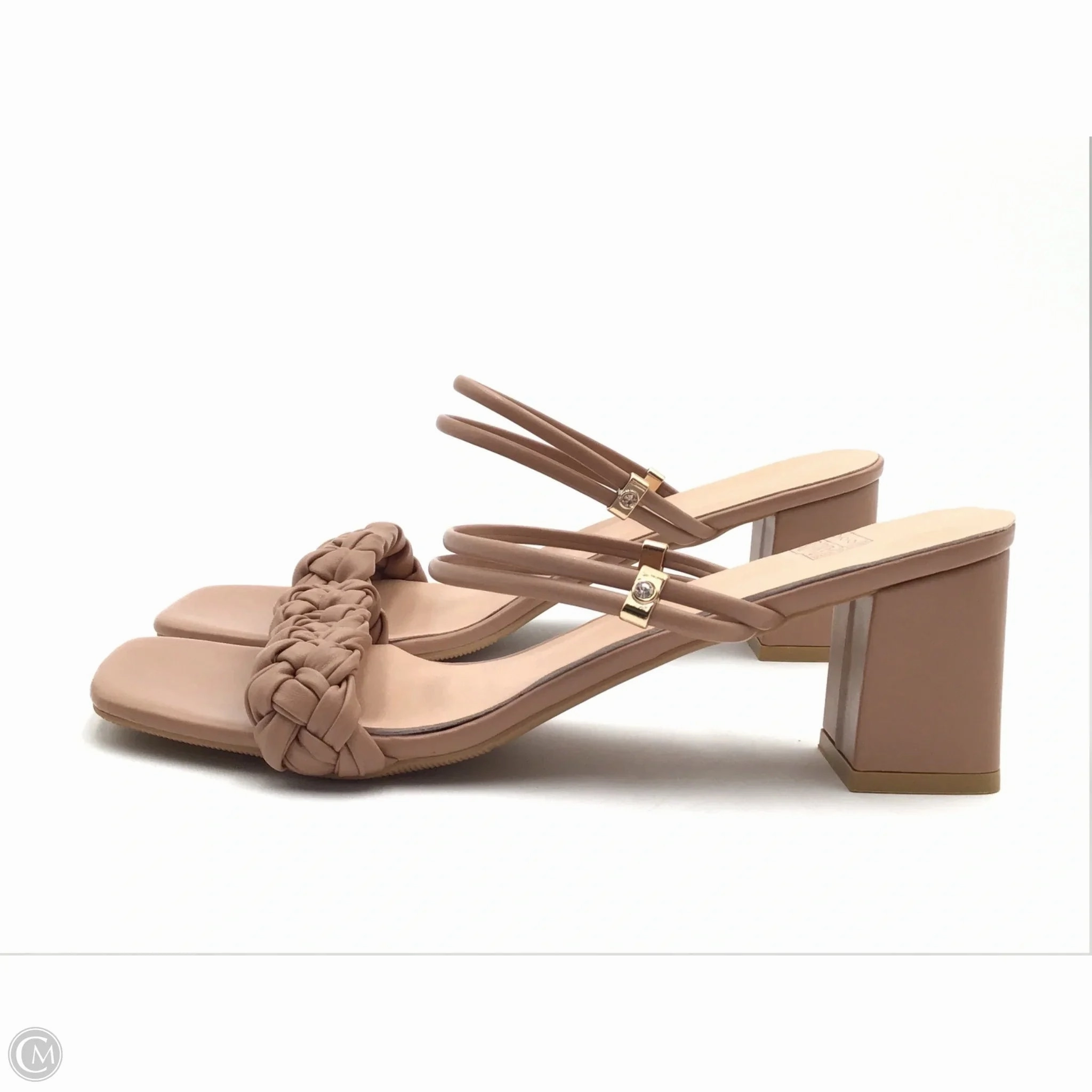 Sandals Heels Block By Clothes Mentor In Tan, Size: 9