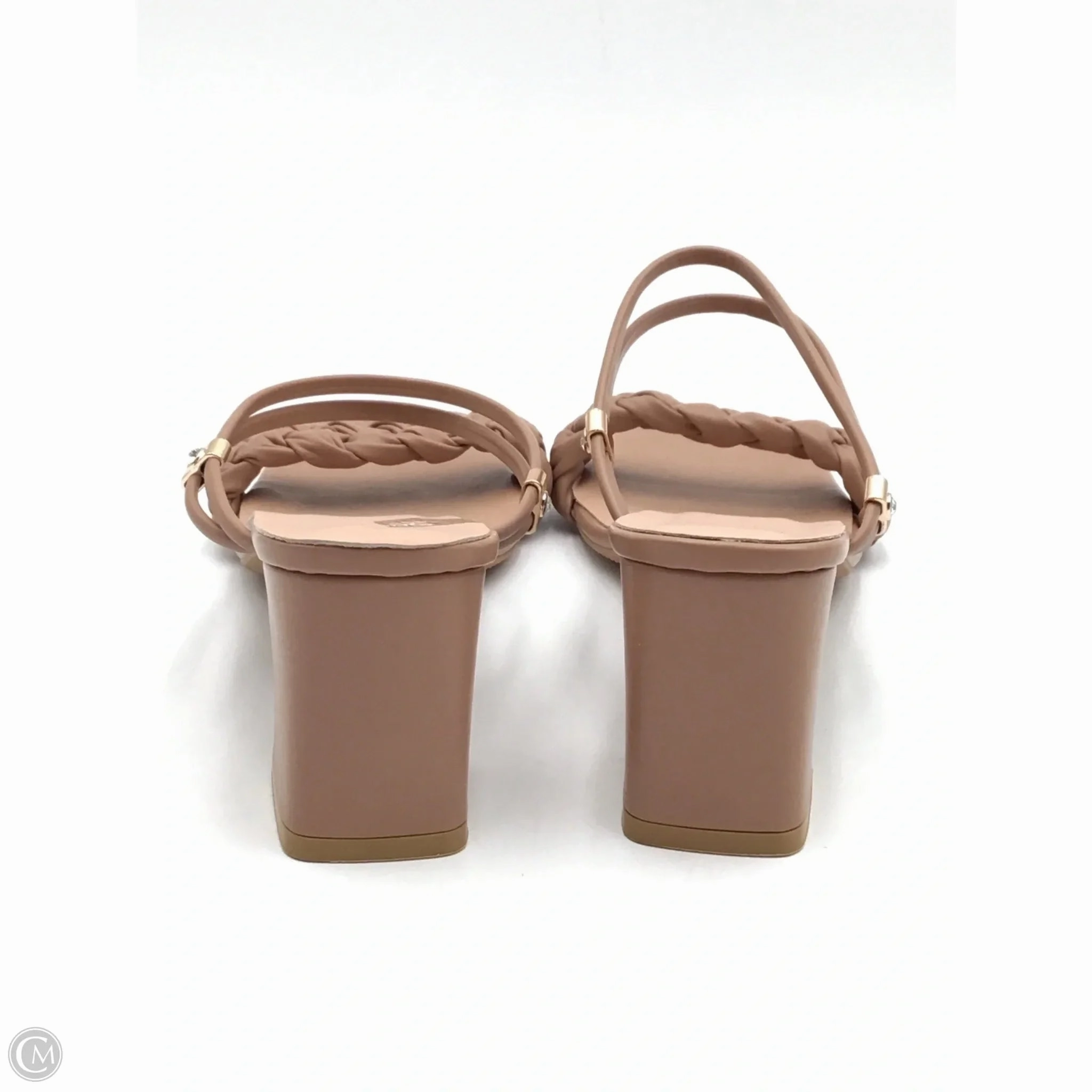 Sandals Heels Block By Clothes Mentor In Tan, Size: 9