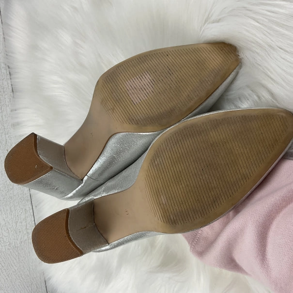 Sandals Heels Block By H&m In Silver, Size: 10