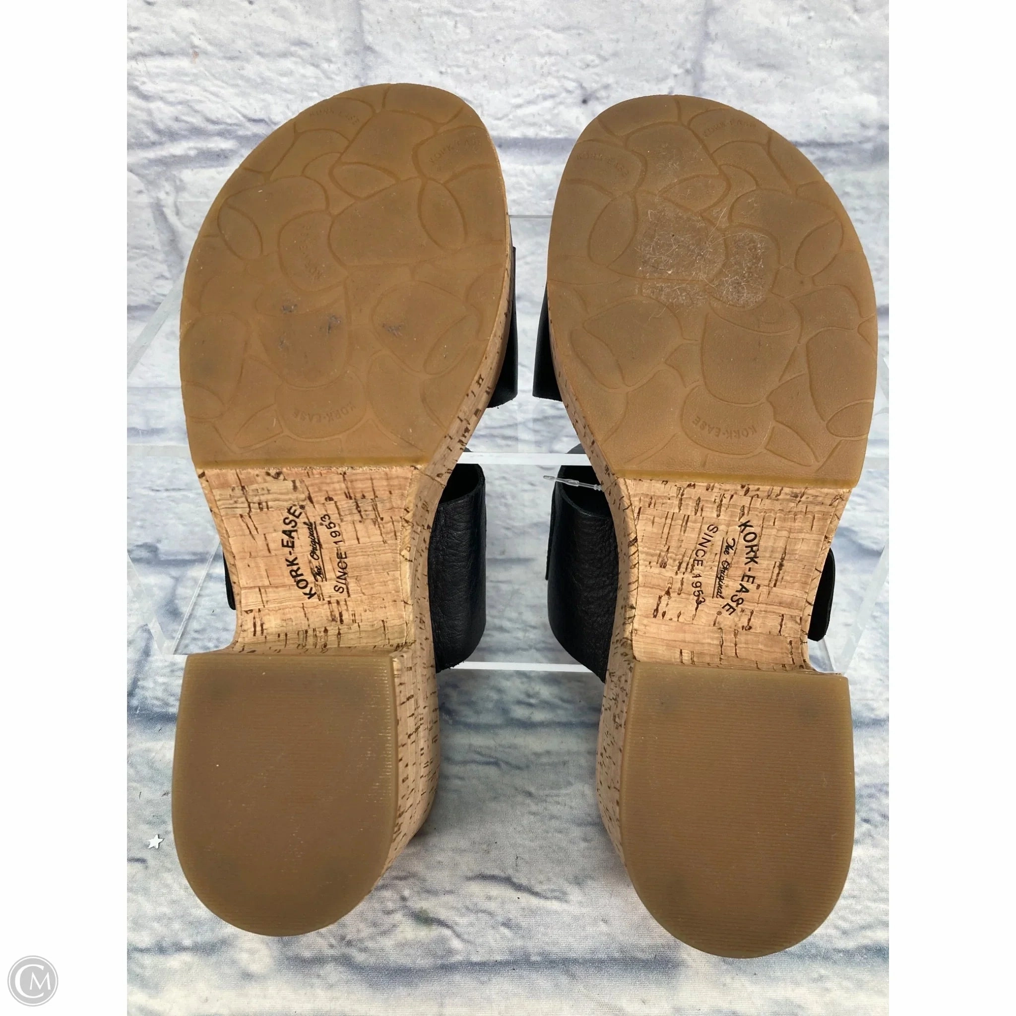 Sandals Heels Block By Kork Ease In Black & Tan, Size: 10