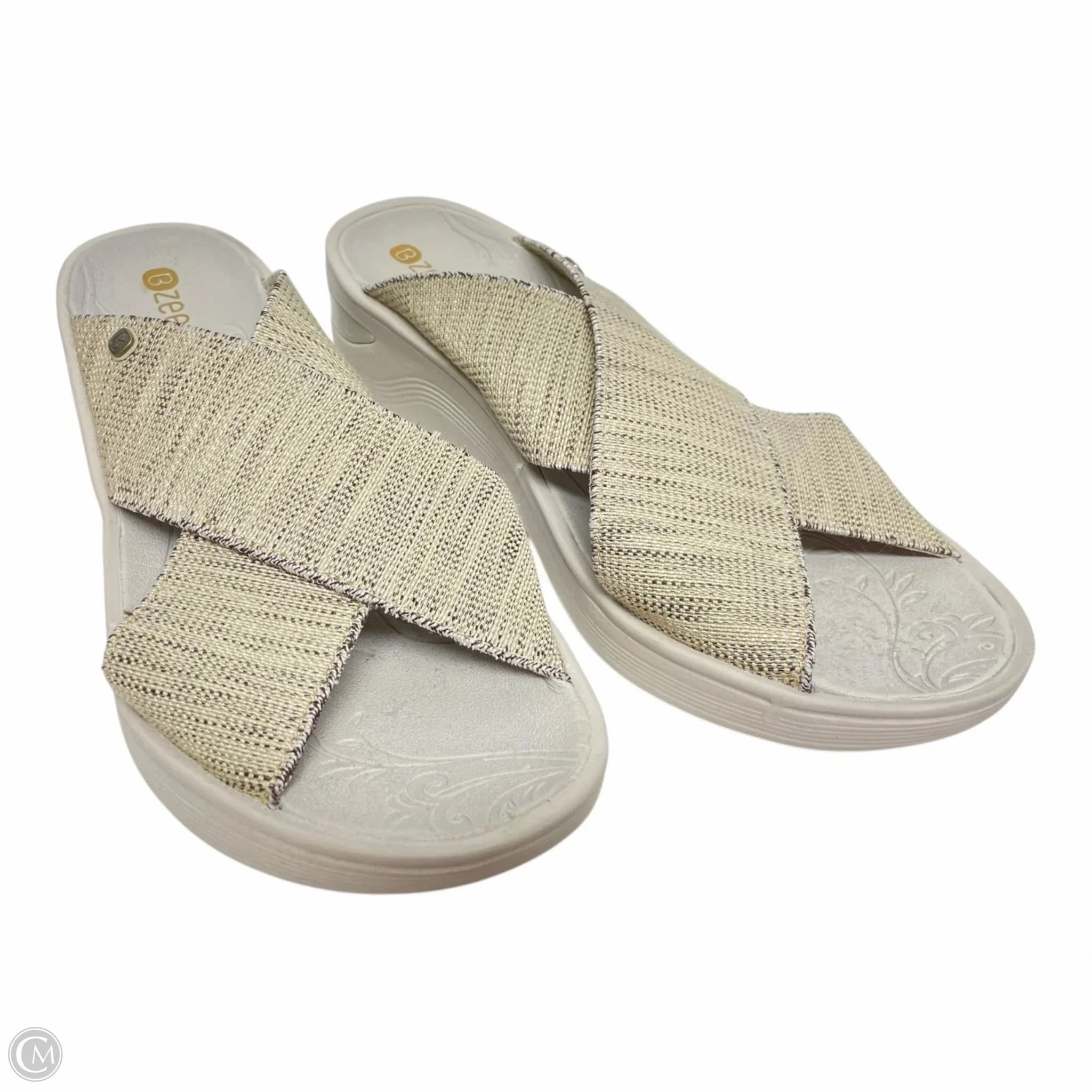 Sandals Heels Platform By Bzees In Grey, Size: 8.5