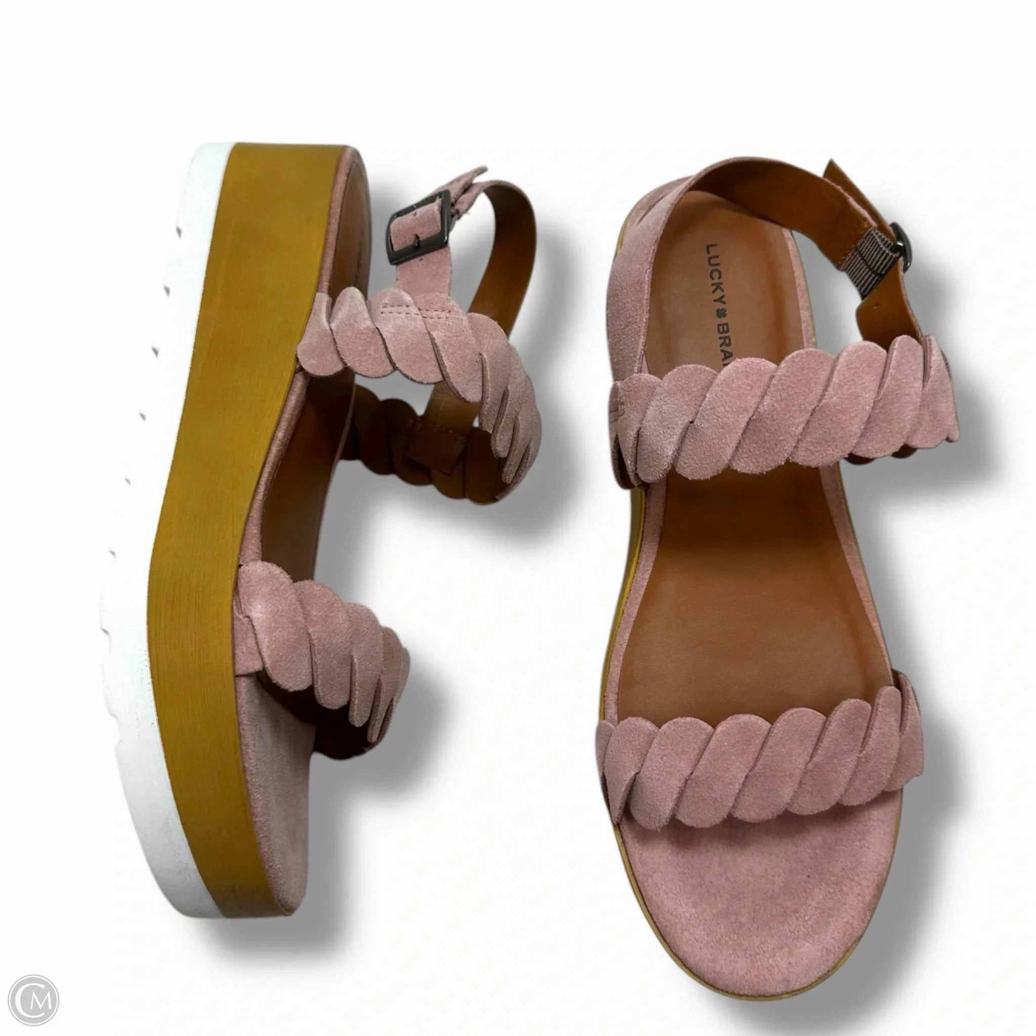 Sandals Heels Platform By Lucky Brand In Pink, Size: 9.5