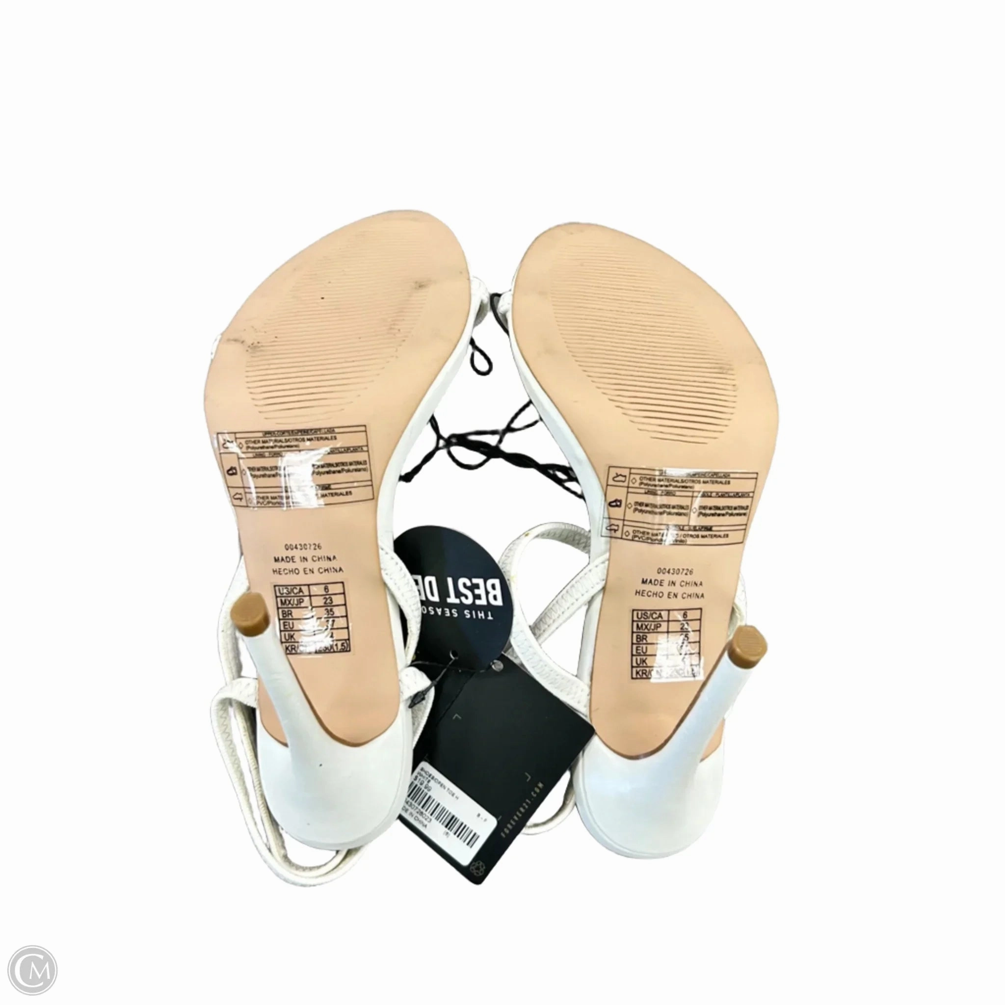 Sandals Heels Stiletto By Forever 21 In White, Size: 6