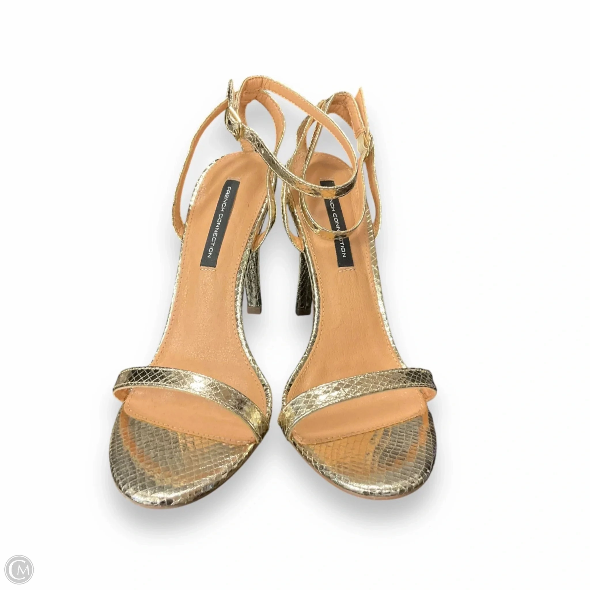 Sandals Heels Stiletto By French Connection In Gold, Size: 9