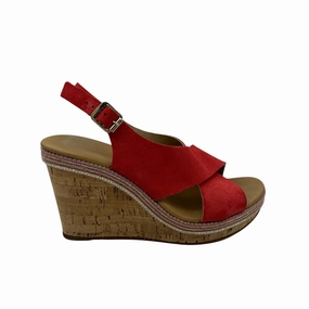 Sandals Heels Wedge By A Giannetti In Coral, Size:6.5