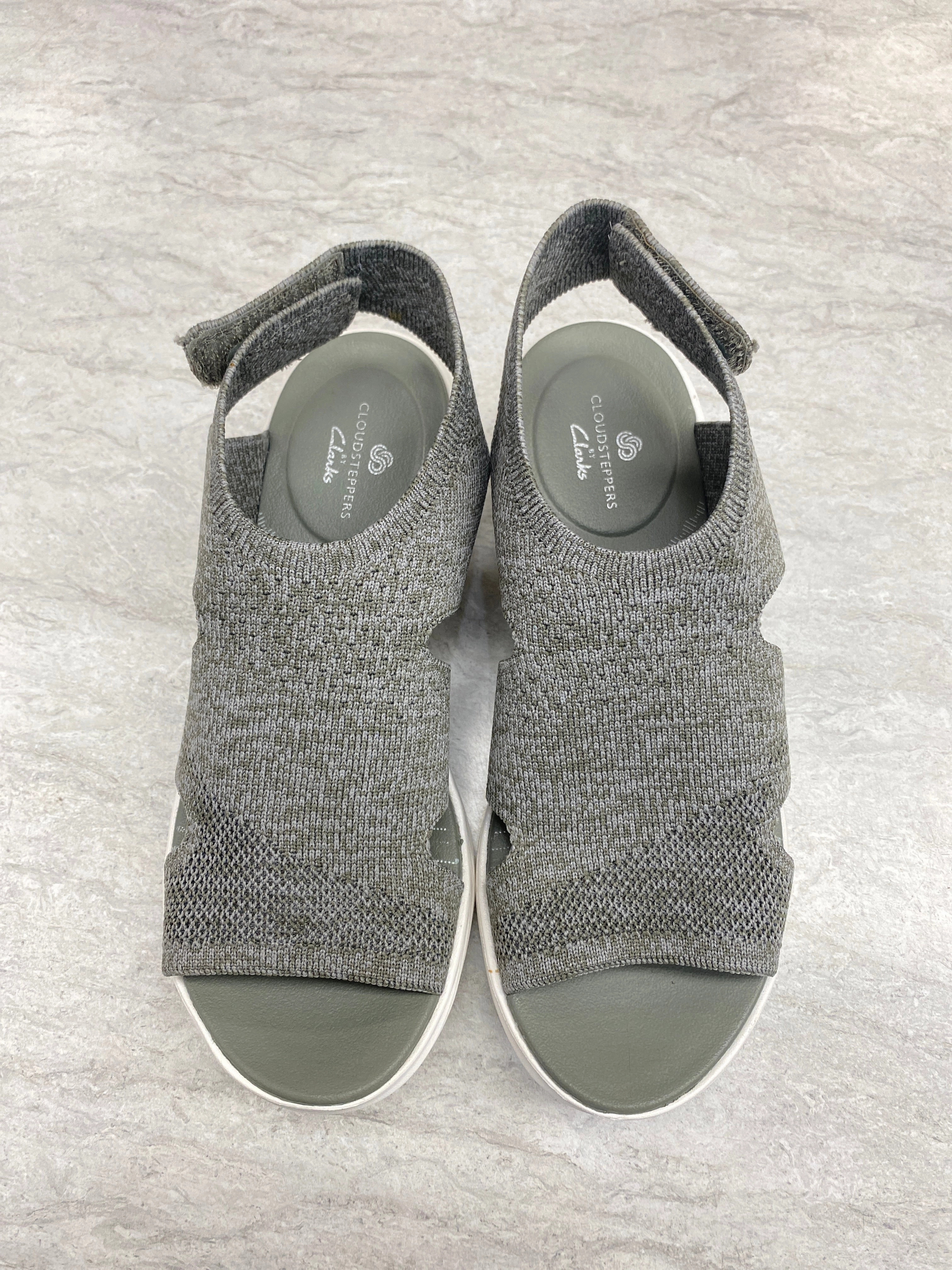 Sandals Heels Wedge By Clarks In Grey, Size: 7